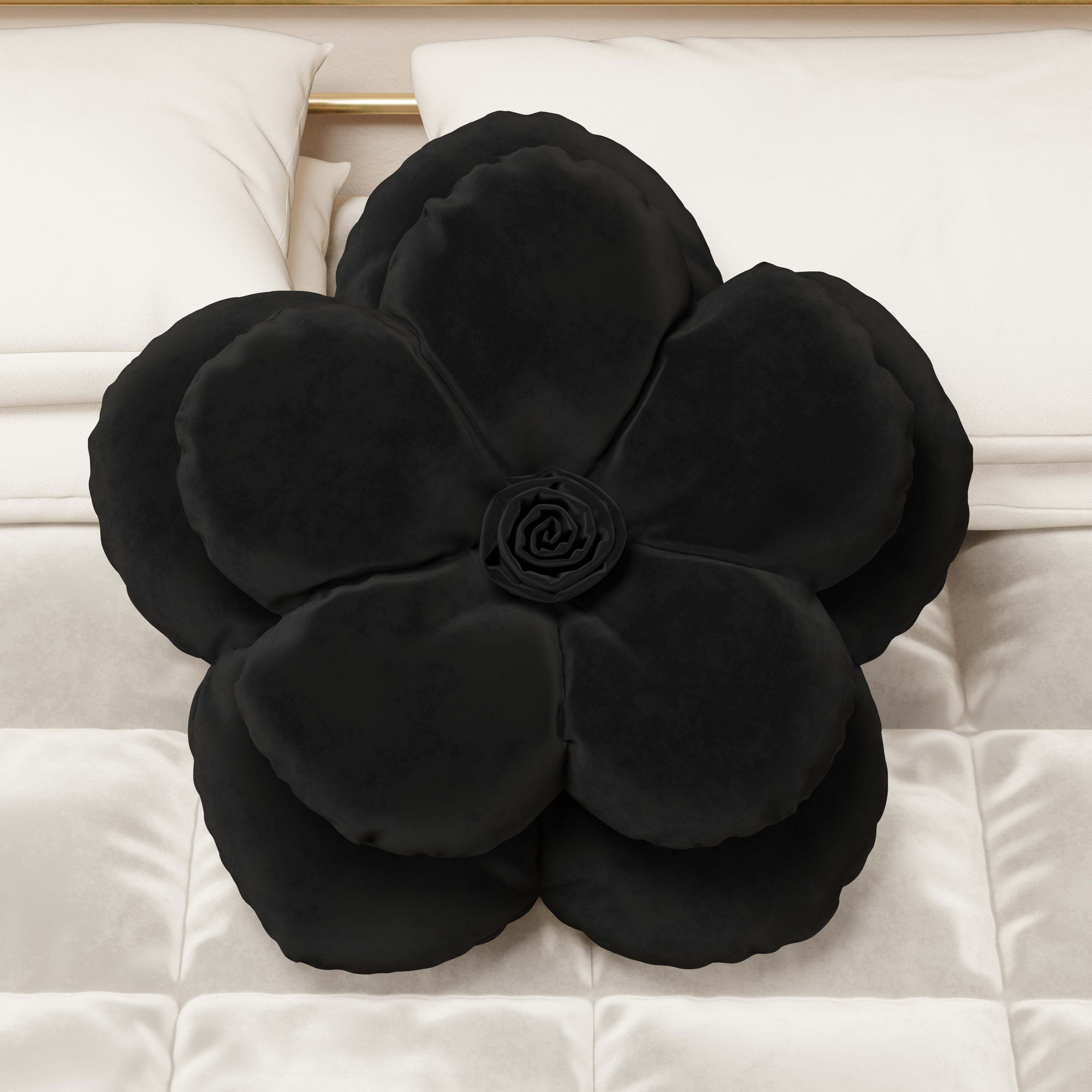 Cuscino Arredo Fiore Nero