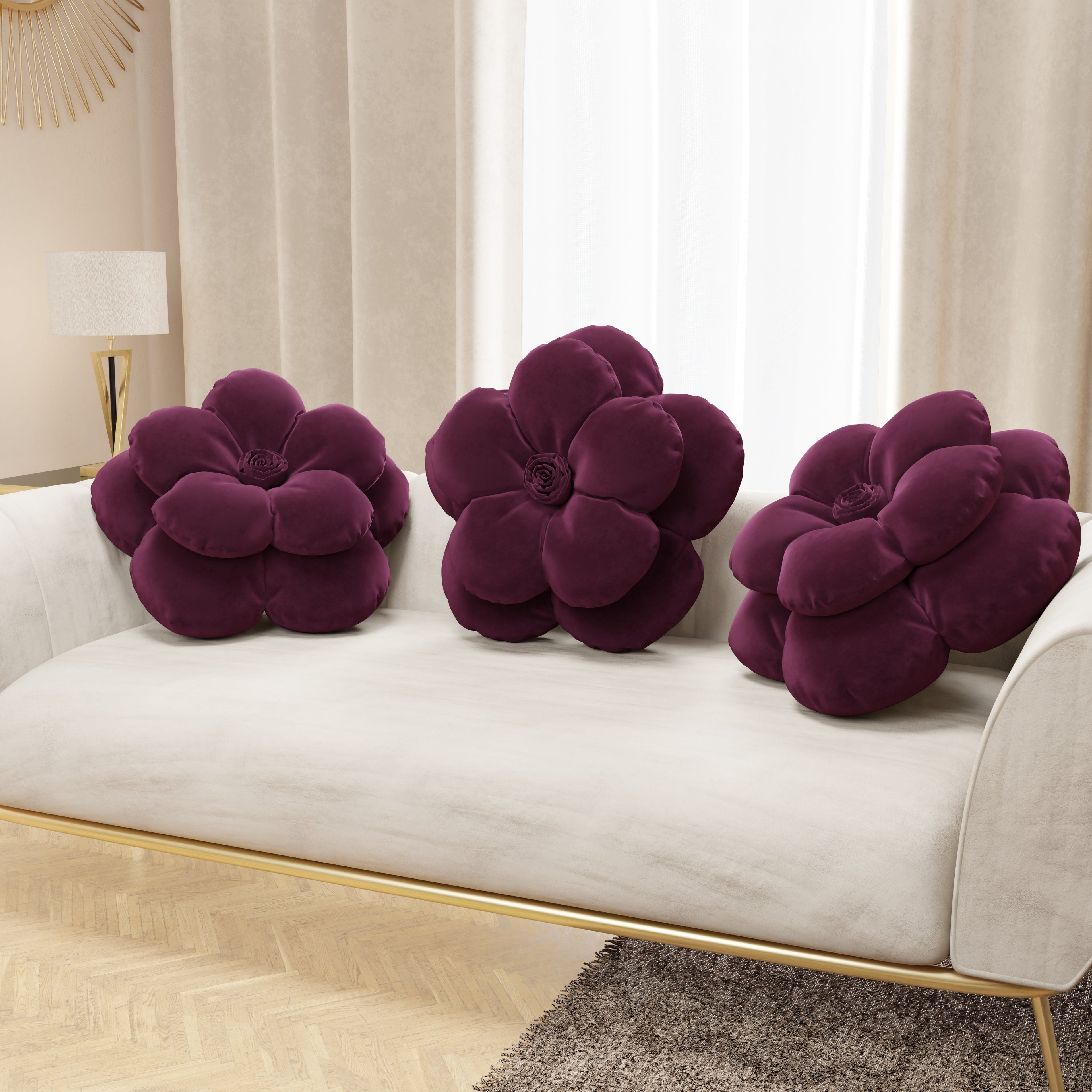 Cuscino Arredo Fiore Prugna