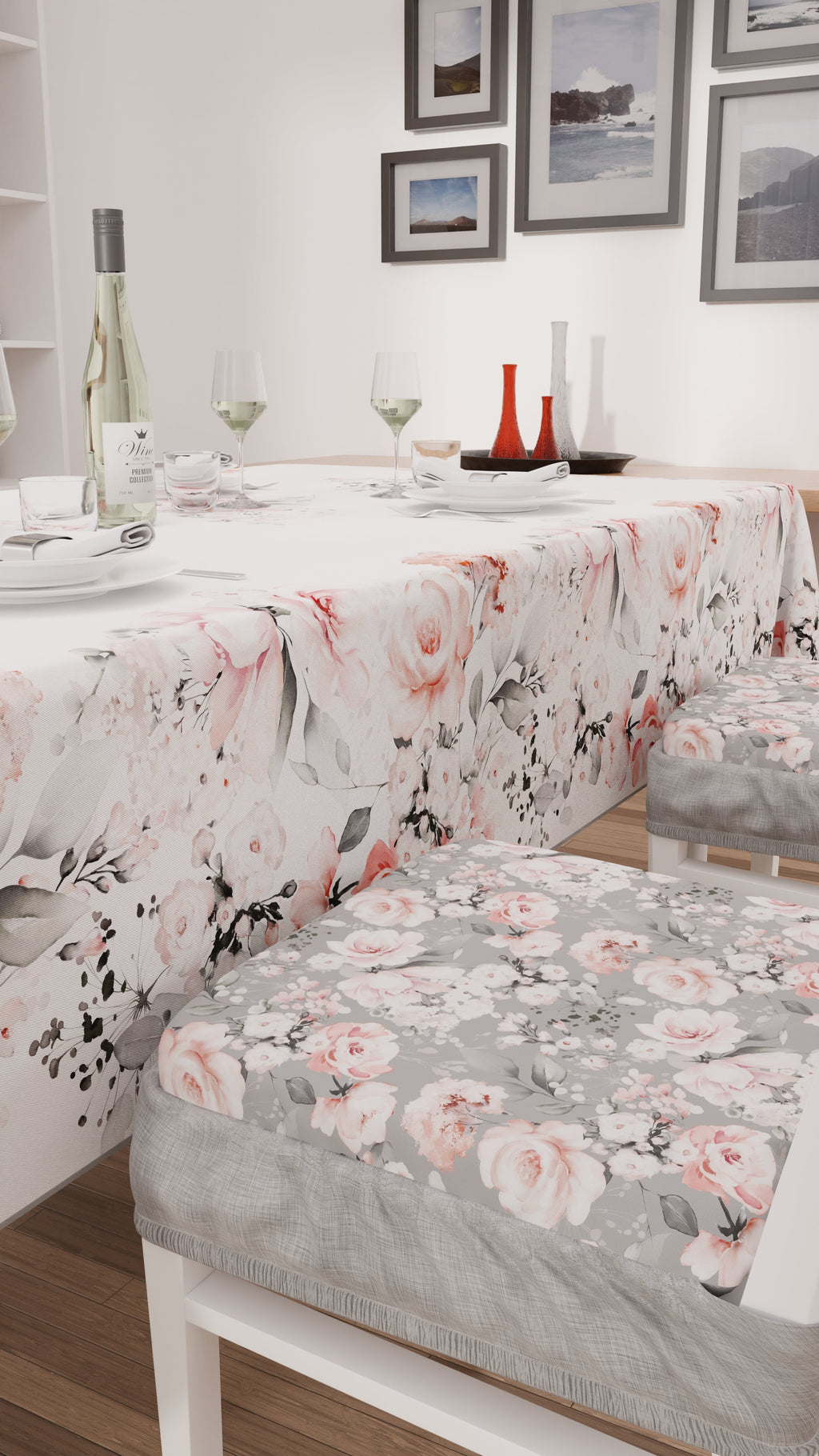 Cuscini per Sedie con Elastico Coprisedia in Stampa Digitale 2 Pezzi Floreale-17 Grigio