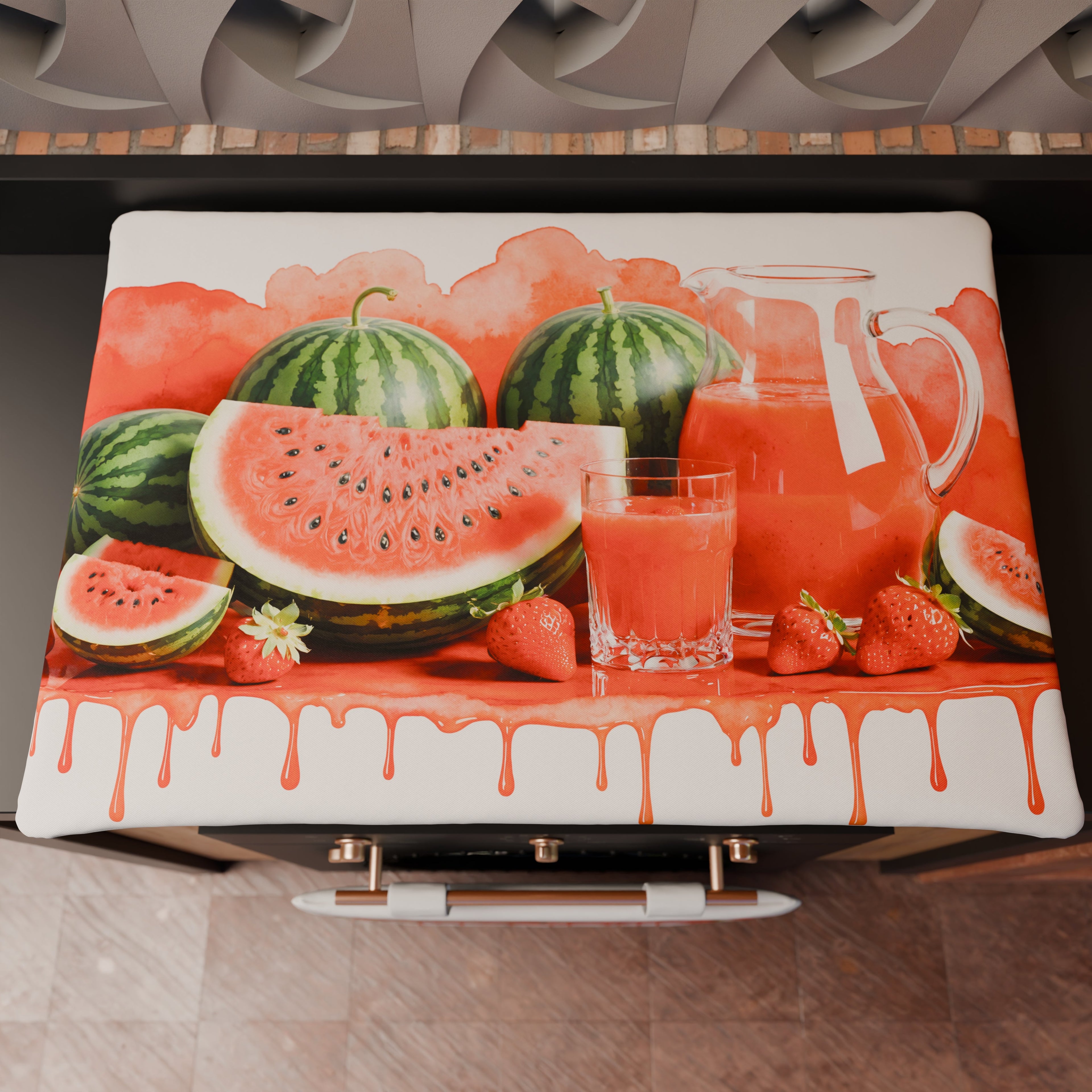 Coprifornello Coprifuochi Cucina in Stampa Digitale Fruit - Melone e Fragola