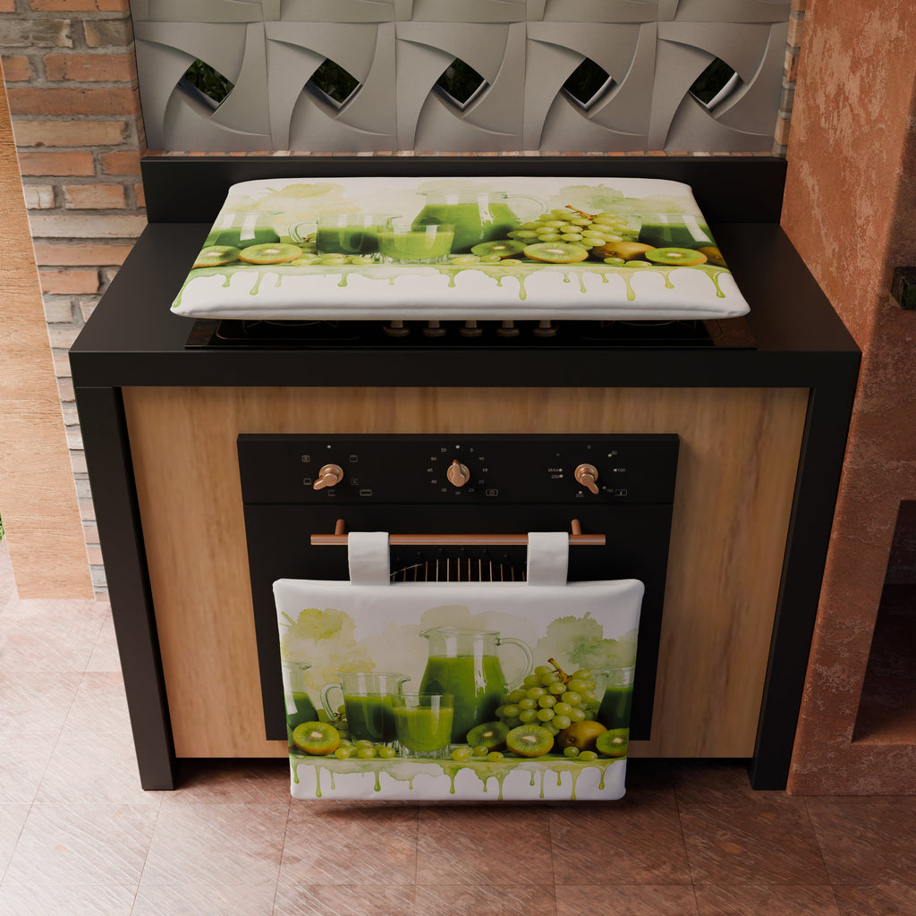 Coprifornello Coprifuochi Cucina in Stampa Digitale Fruit - Kiwi e Uva