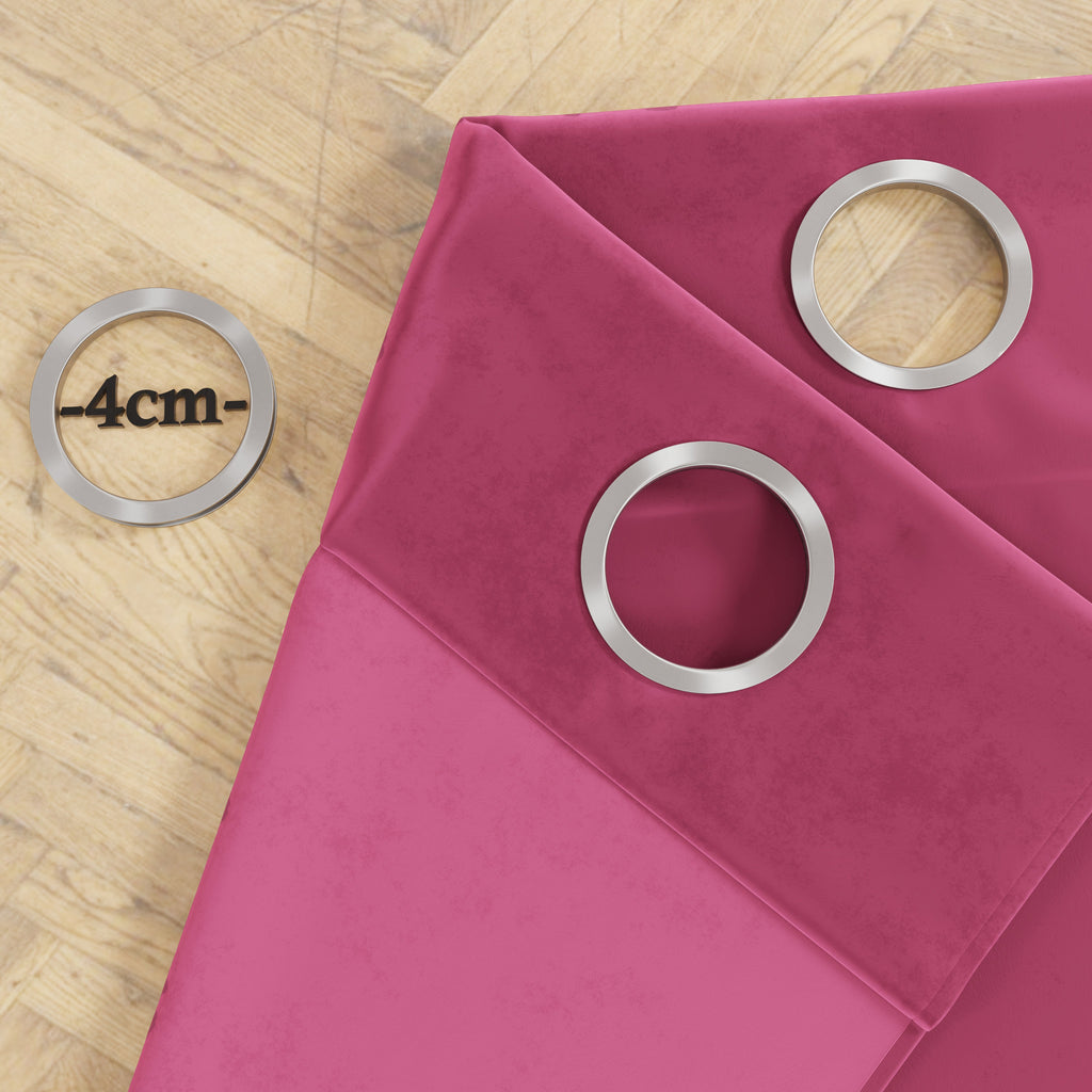 Tenda a Pannello in Velluto per Interni con Anelli, 140x280 cm, Fucsia