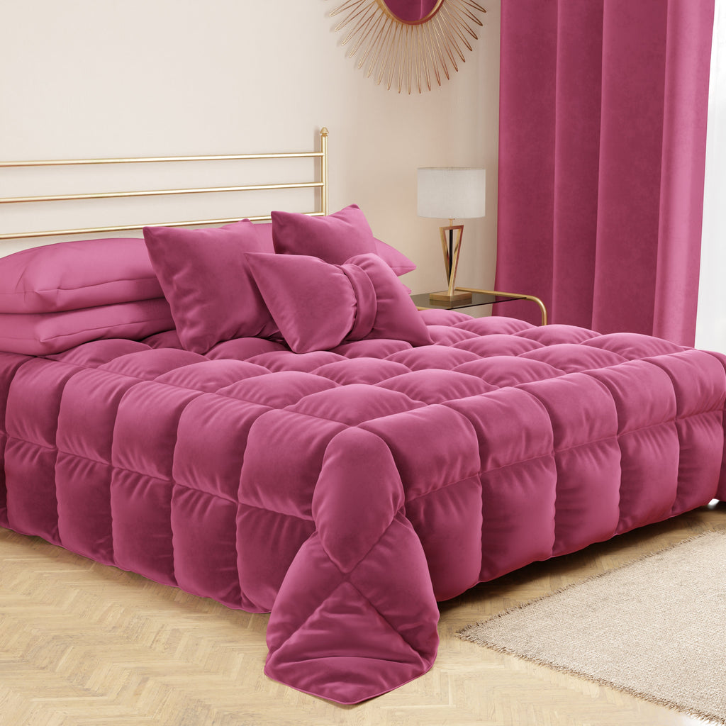 Cuscino Arredo Fiocco in Velluto 40x50 cm, Cuscino divano Fucsia