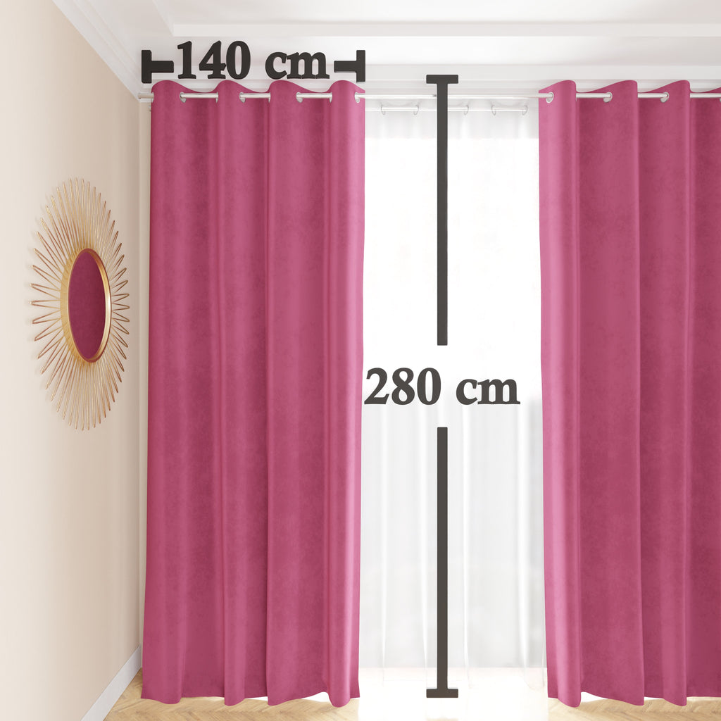 Tenda a Pannello in Velluto per Interni con Anelli, 140x280 cm, Fucsia
