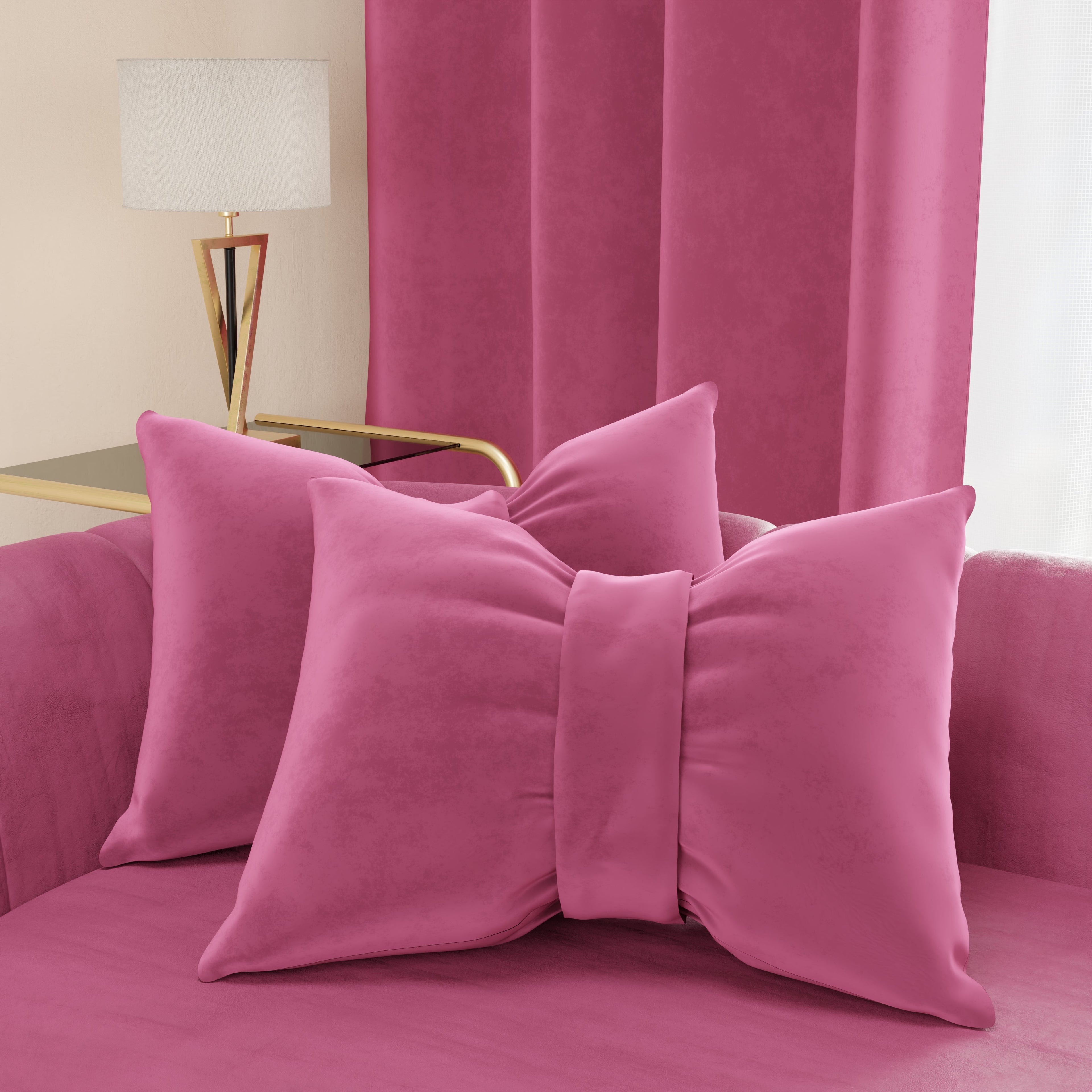 Cuscino Arredo Fiocco in Velluto 40x50 cm, Cuscino divano Fucsia