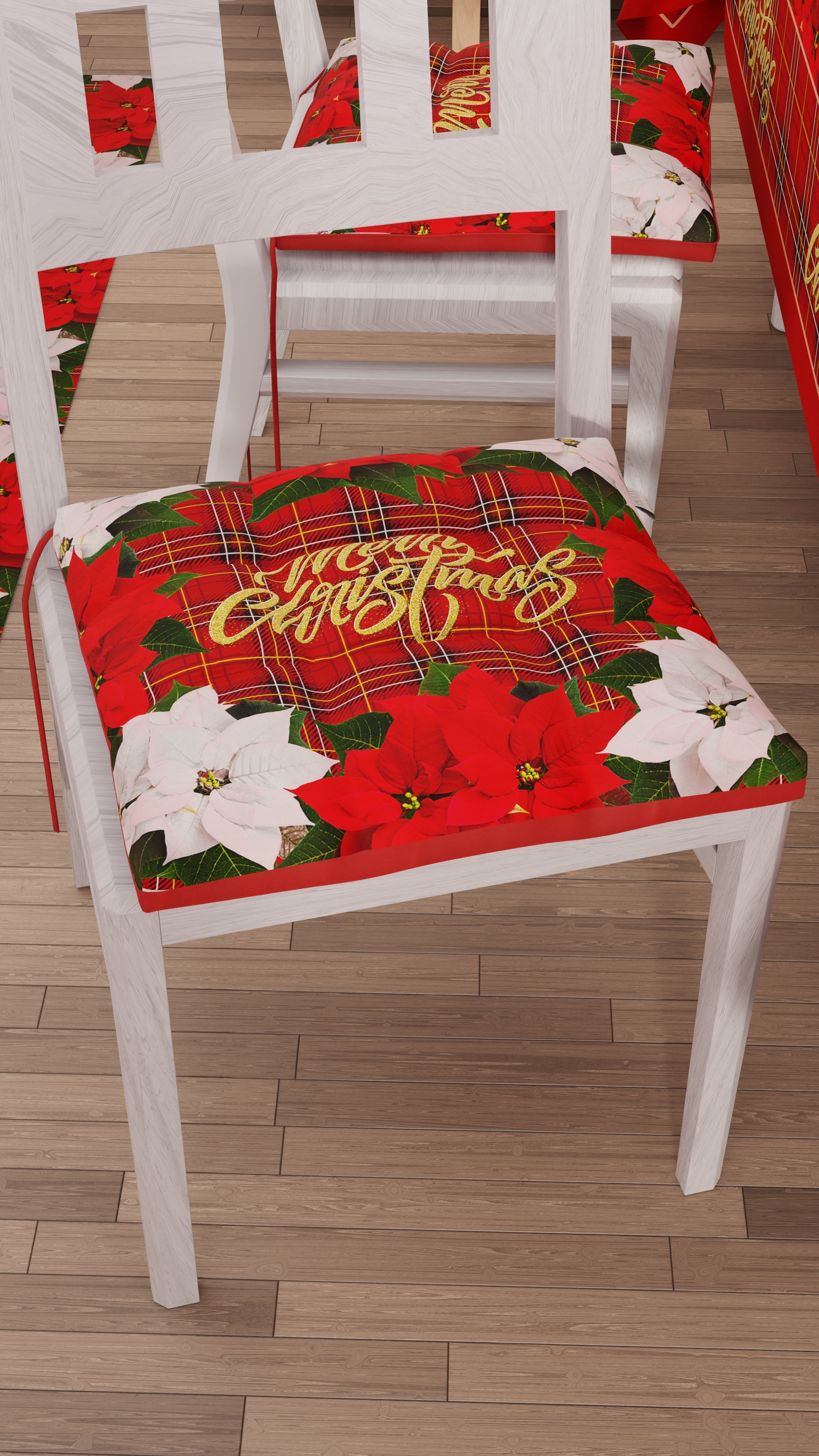 Cuscini per Sedie Natalizi Coprisedia Natalizi 6 Pezzi Floreale.
