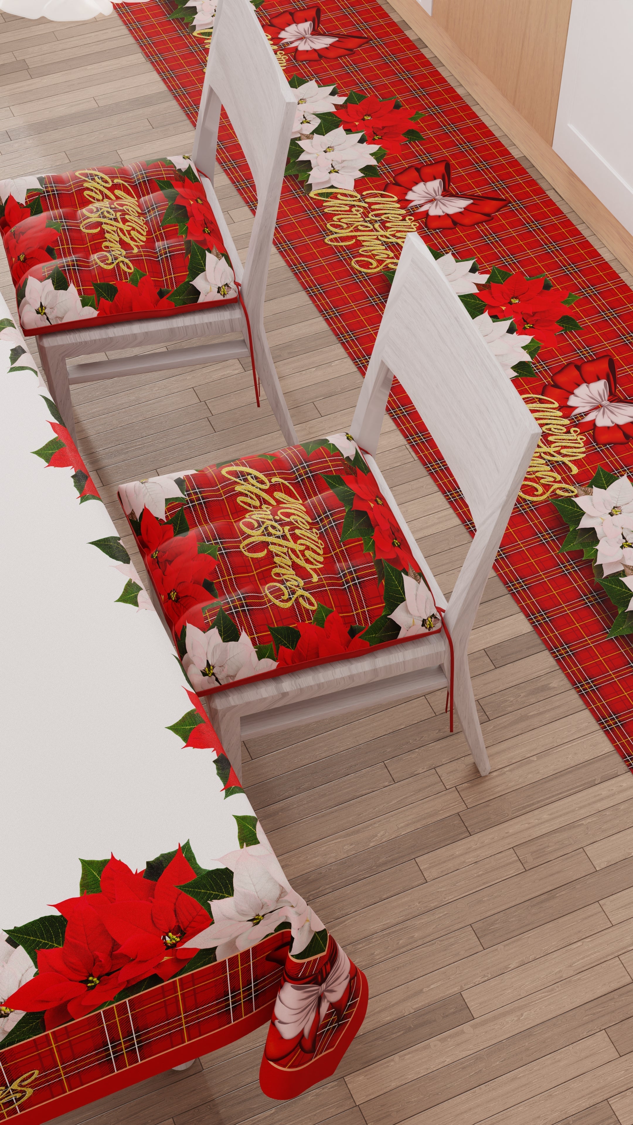 Cuscini per Sedie Natalizi Coprisedia Natalizi 6 Pezzi Floreale.