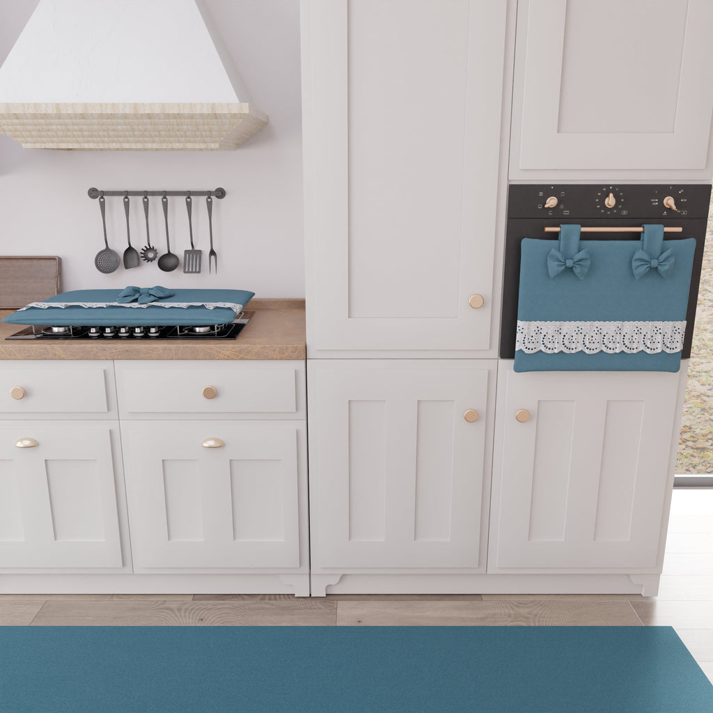 Coprifornello Coprifuochi Shabby Chic con Pizzo e Fiocco Blu Avion