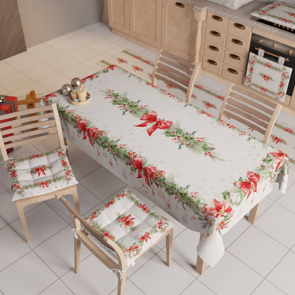 Tovaglia Natalizia, Tovaglia da tavola Antimacchia, Copritavolo da Cucina Ghirlanda Natale