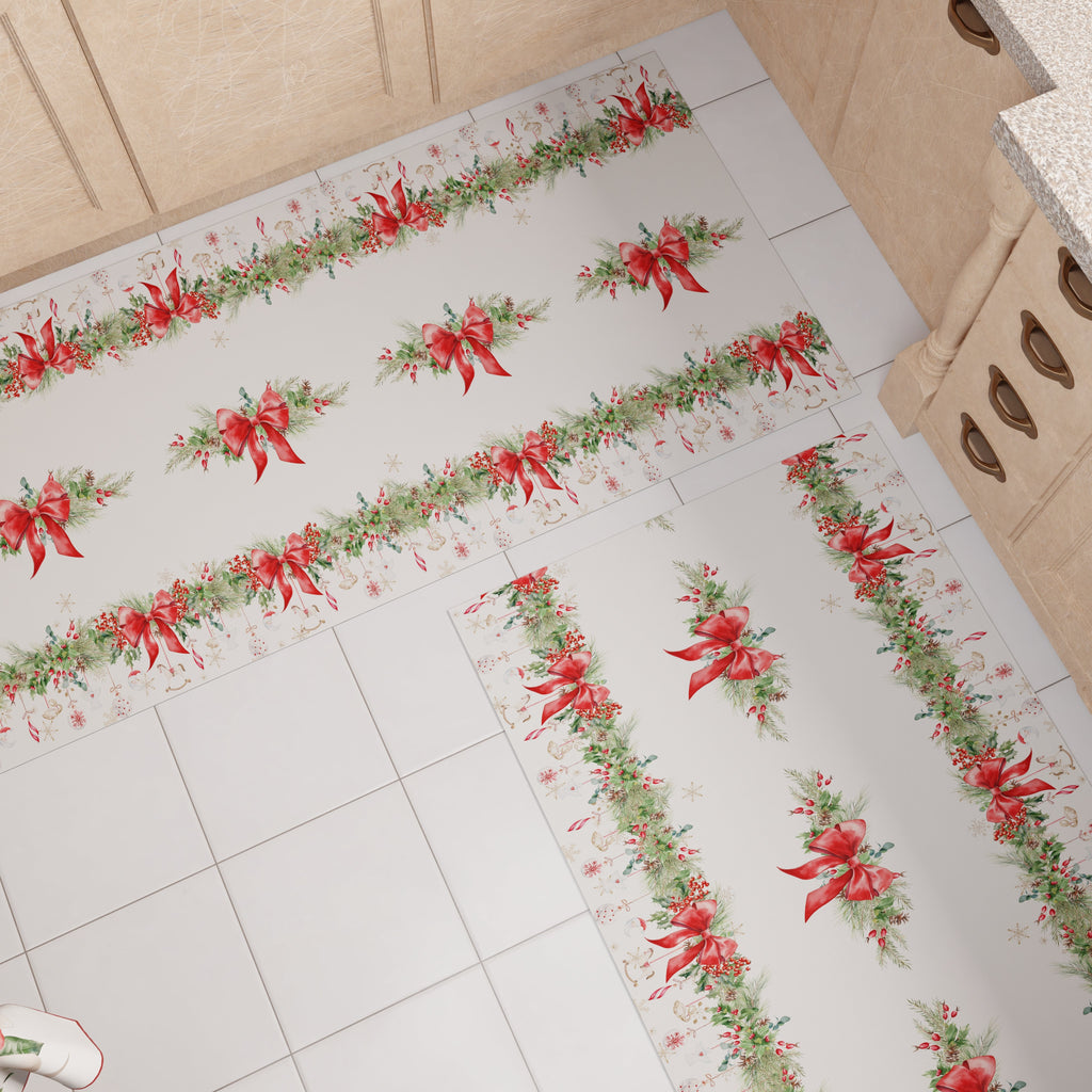 Tappeto Cucina Natalizio Antiscivolo Passatoia Natalizia Cucina lavabile Ghirlanda Natale