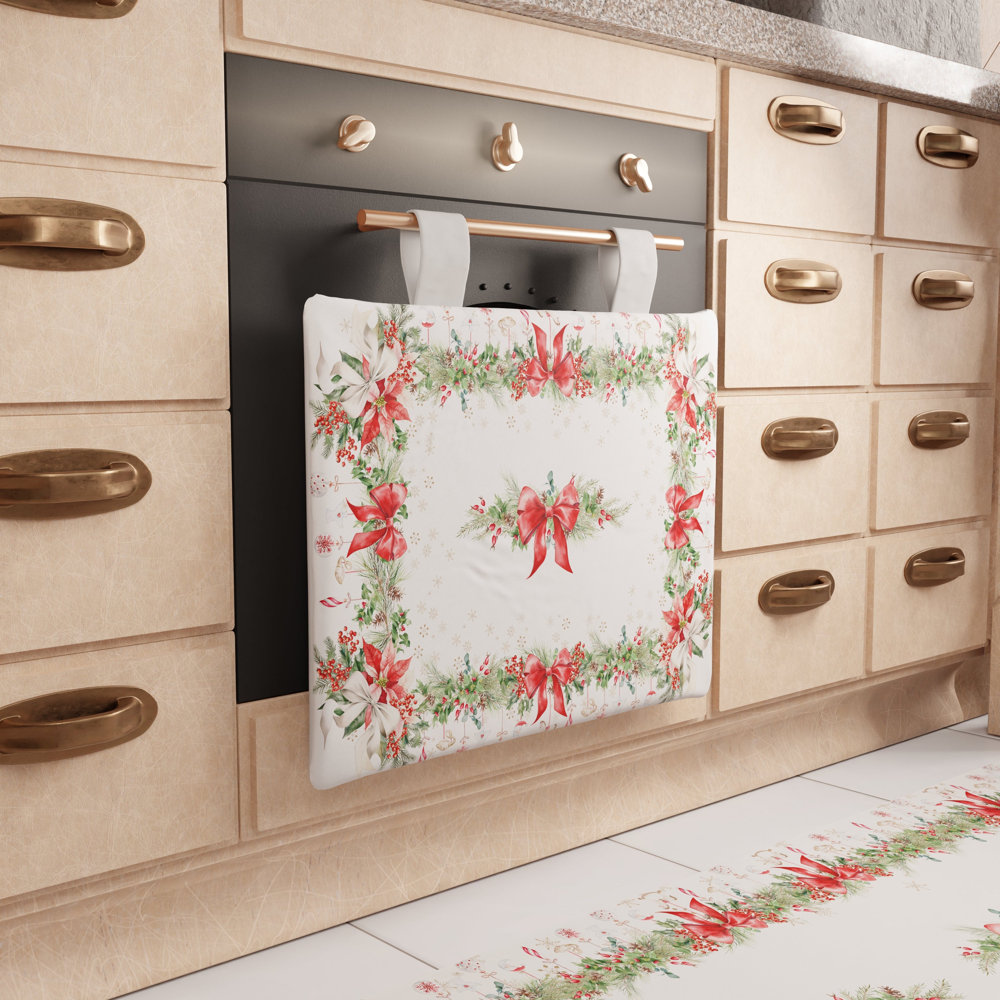 Copriforno Natalizio per Cucina in Stampa Digitale Ghirlanda Natale