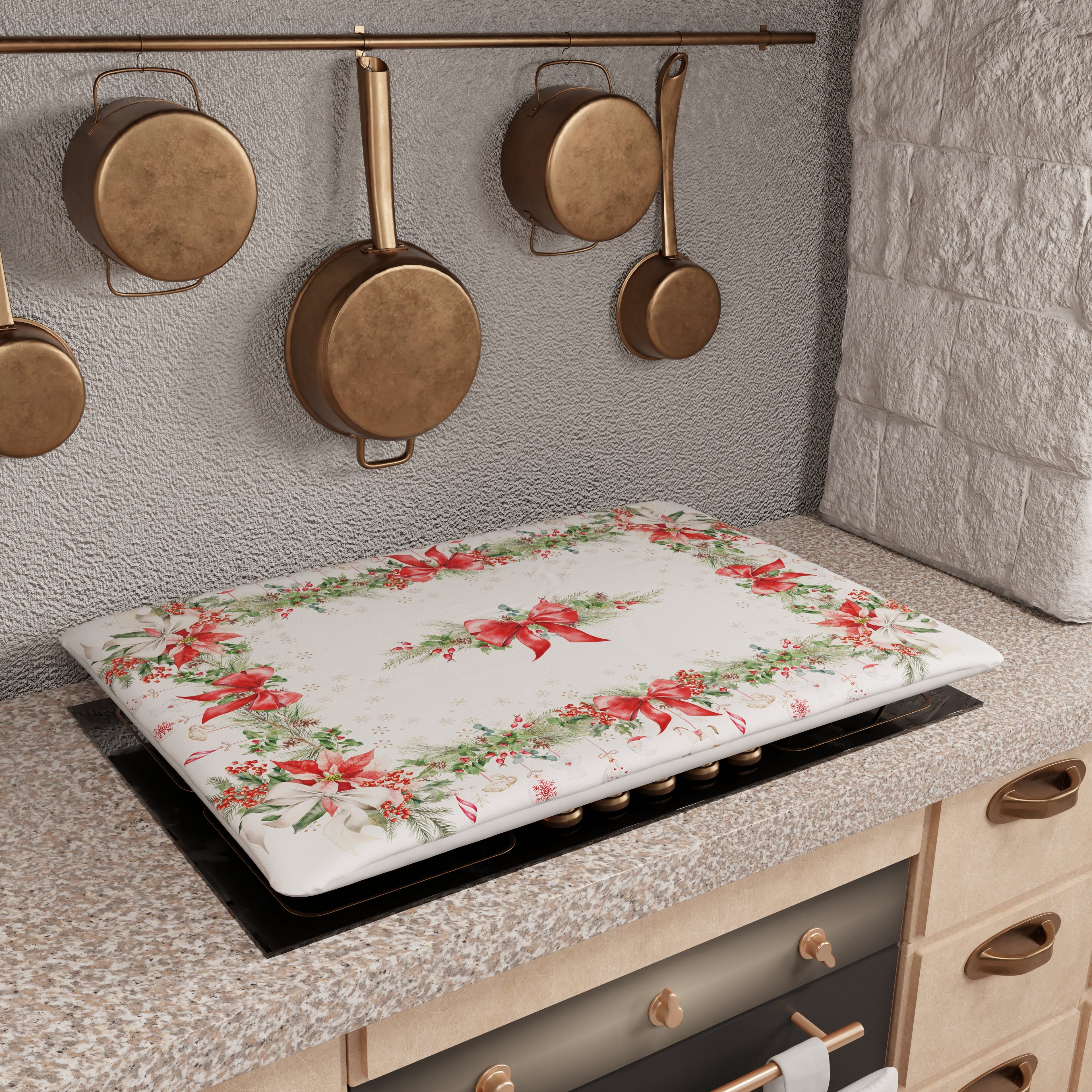 Coprifornello Natalizio Coprifuochi Cucina in Stampa Digitale Ghirlanda Natale