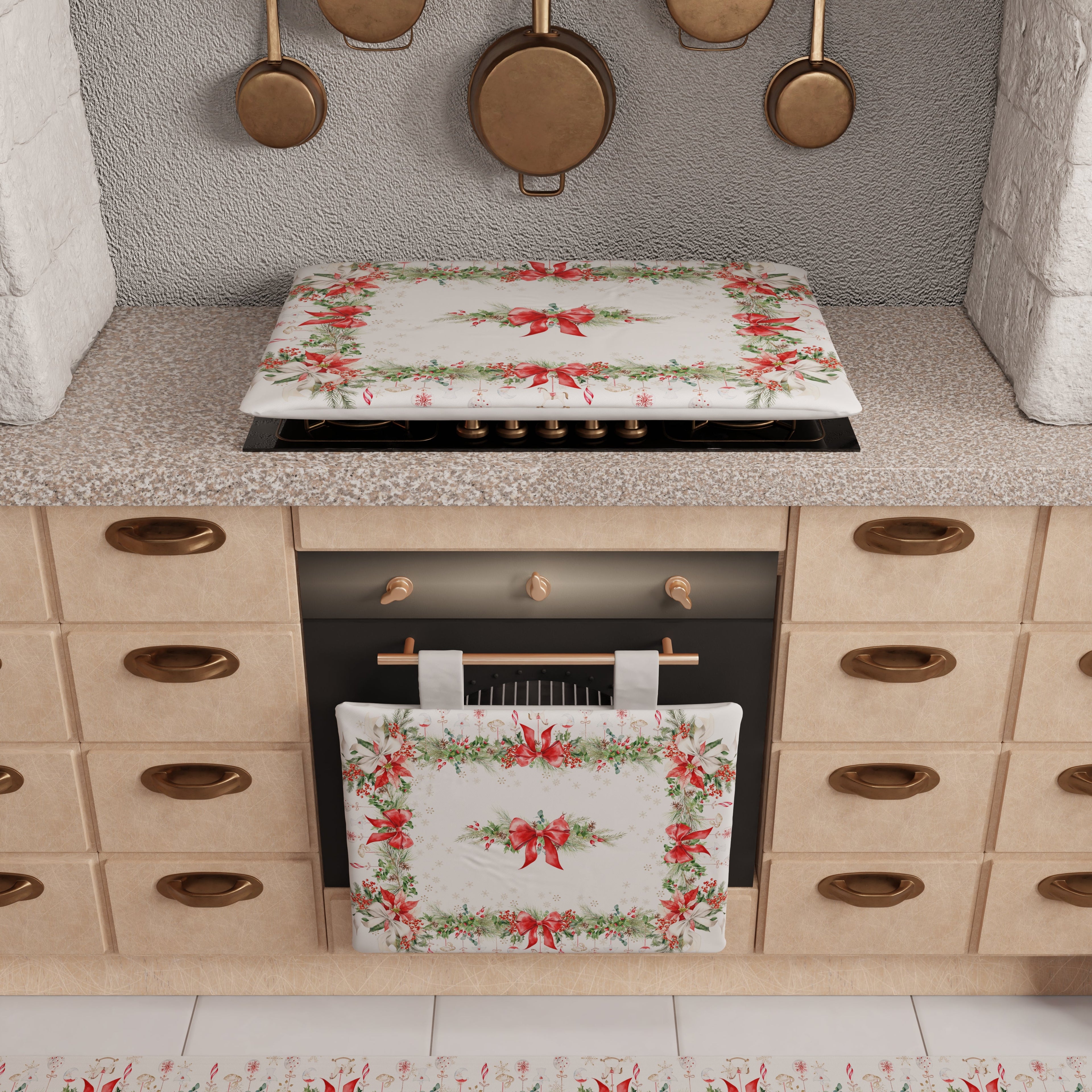 Coprifornello Natalizio Coprifuochi Cucina in Stampa Digitale Ghirlanda Natale