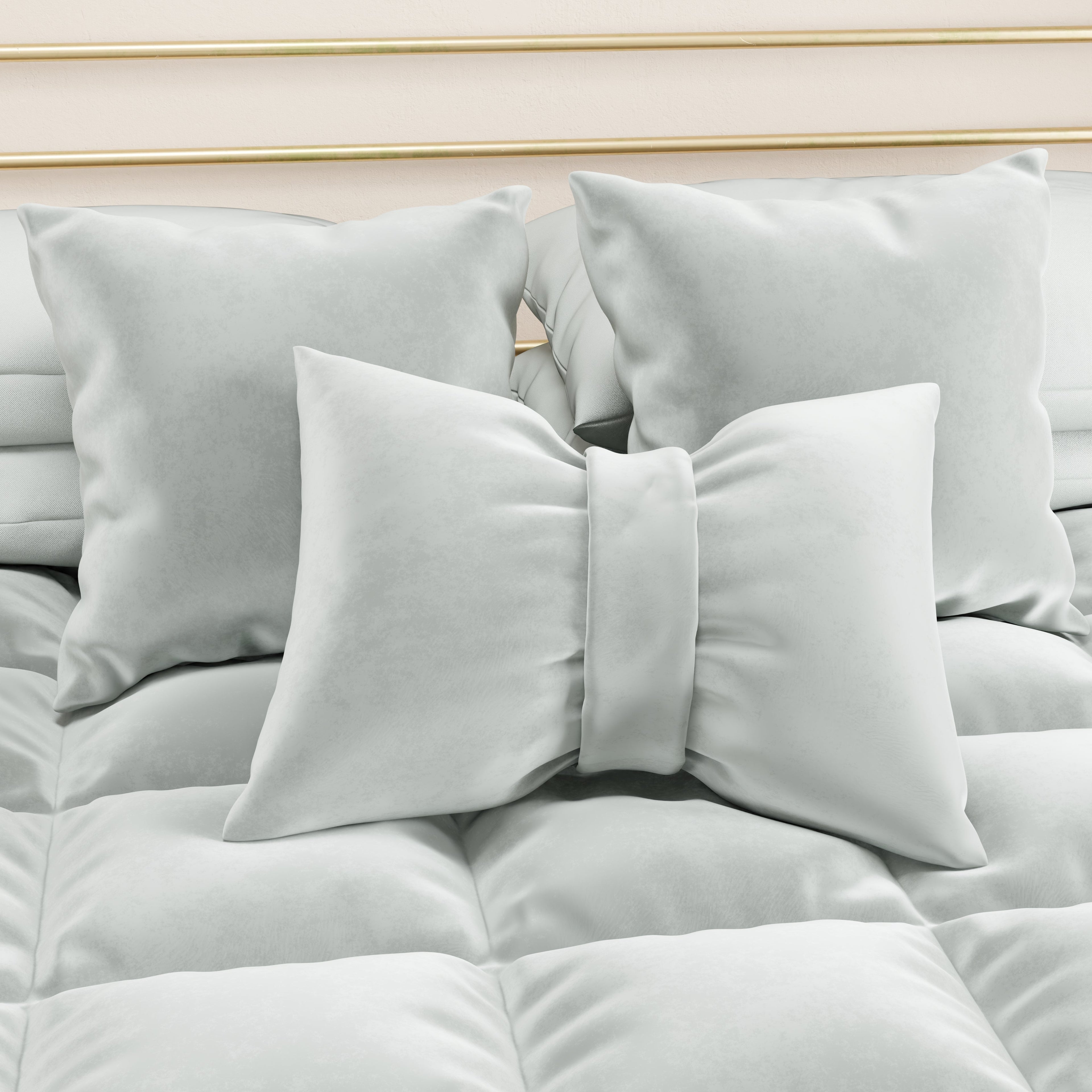 Cuscino Arredo Fiocco in Velluto 40x50 cm, Cuscino divano Grigio Chiaro