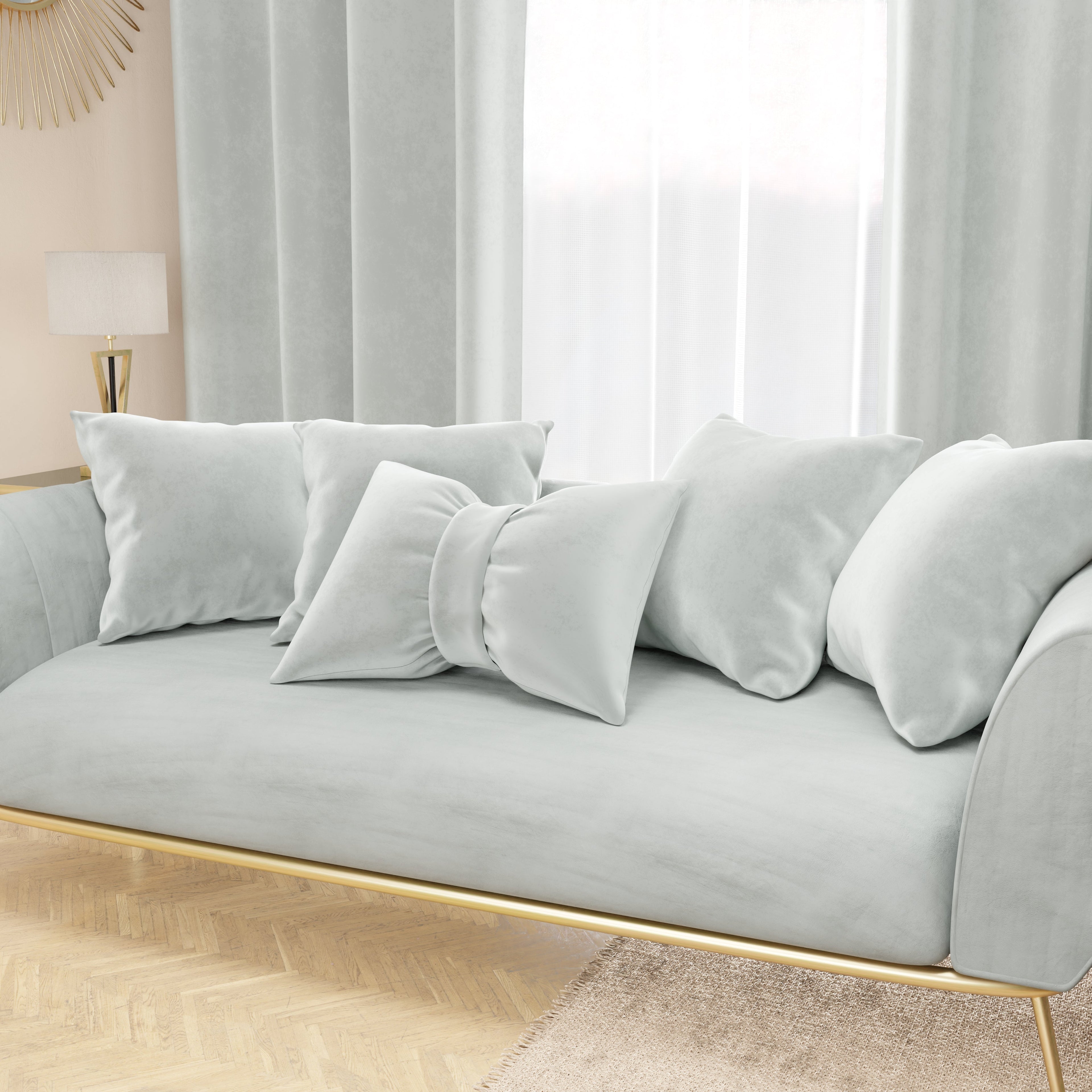 Cuscino Arredo Fiocco in Velluto 40x50 cm, Cuscino divano Grigio Chiaro
