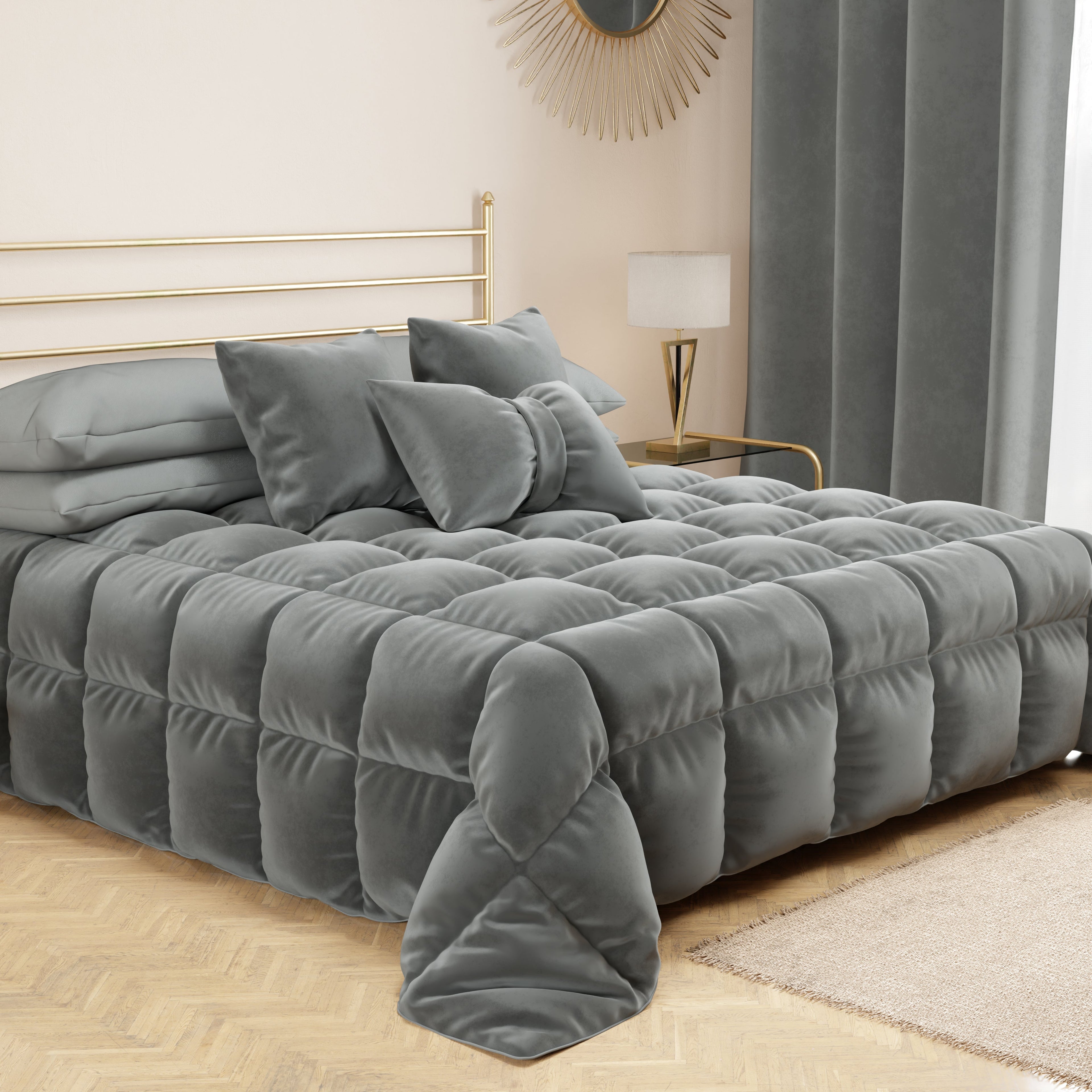 Cuscino Arredo Fiocco in Velluto 40x50 cm, Cuscino divano Grigio Scuro