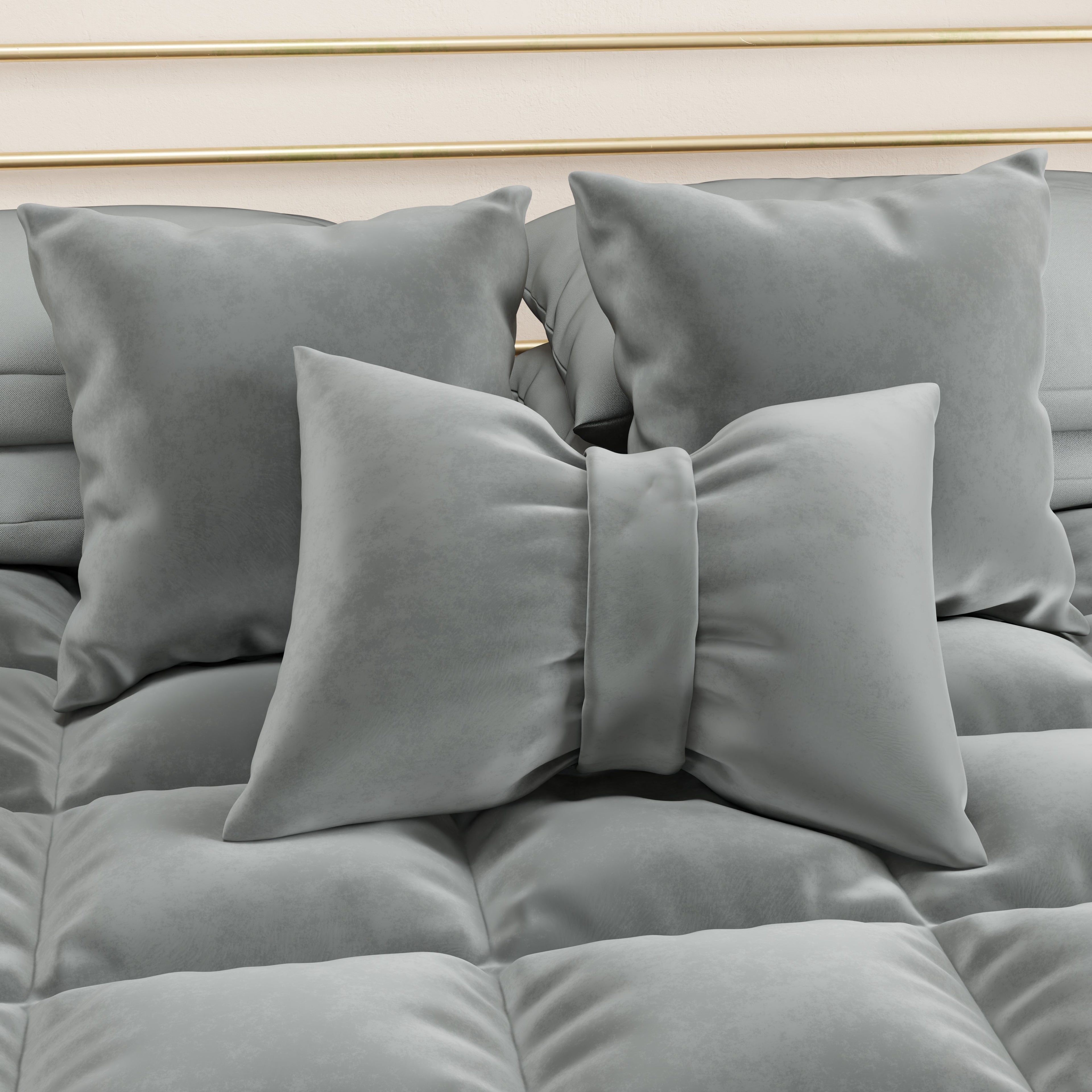 Cuscino Arredo Fiocco in Velluto 40x50 cm, Cuscino divano Grigio Scuro
