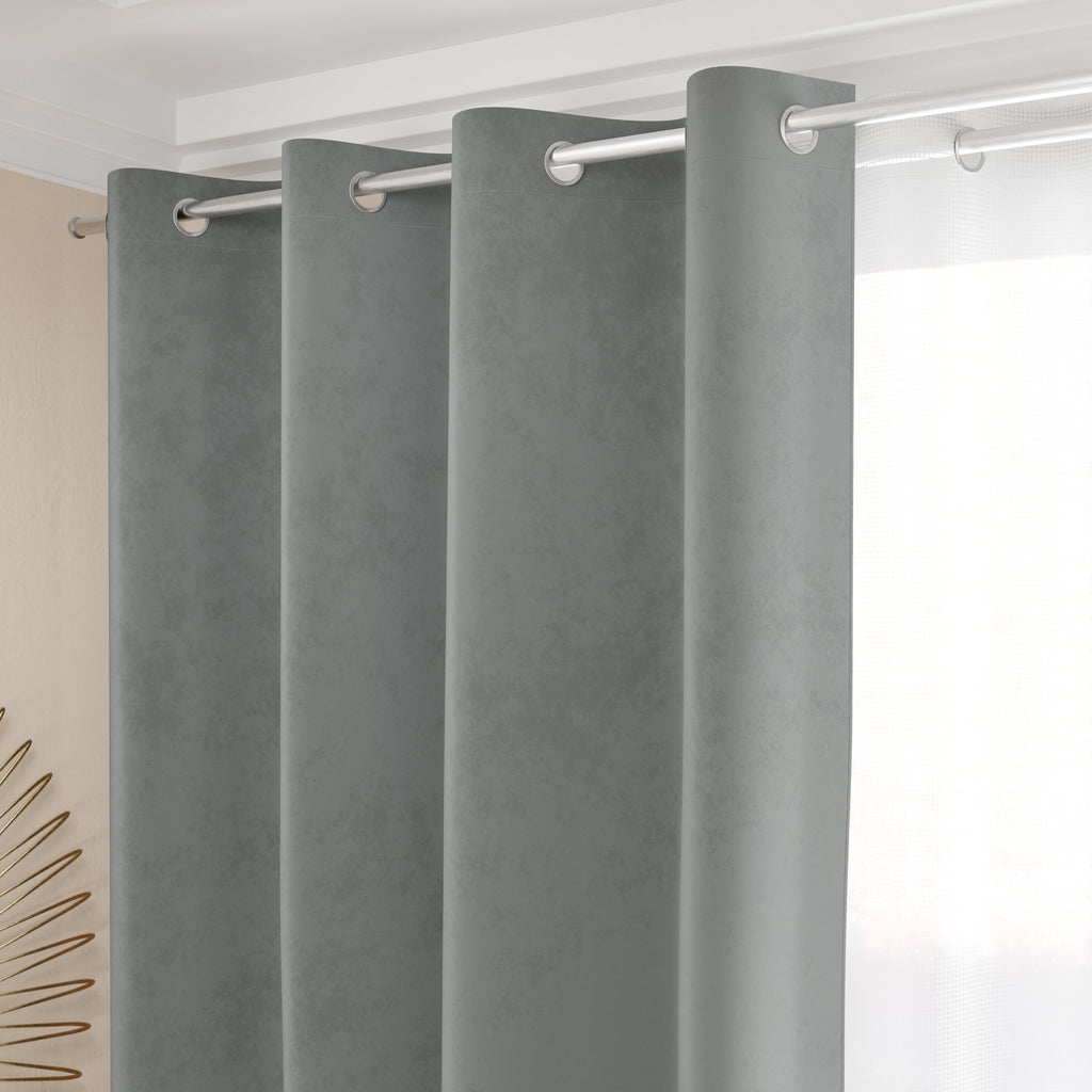 Tenda a Pannello in Velluto per Interni con Anelli, 140x280 cm, Grigio Scuro