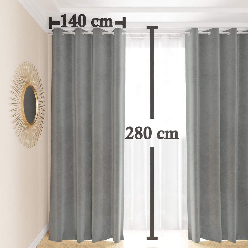 Tenda a Pannello in Velluto per Interni con Anelli, 140x280 cm, Grigio Scuro