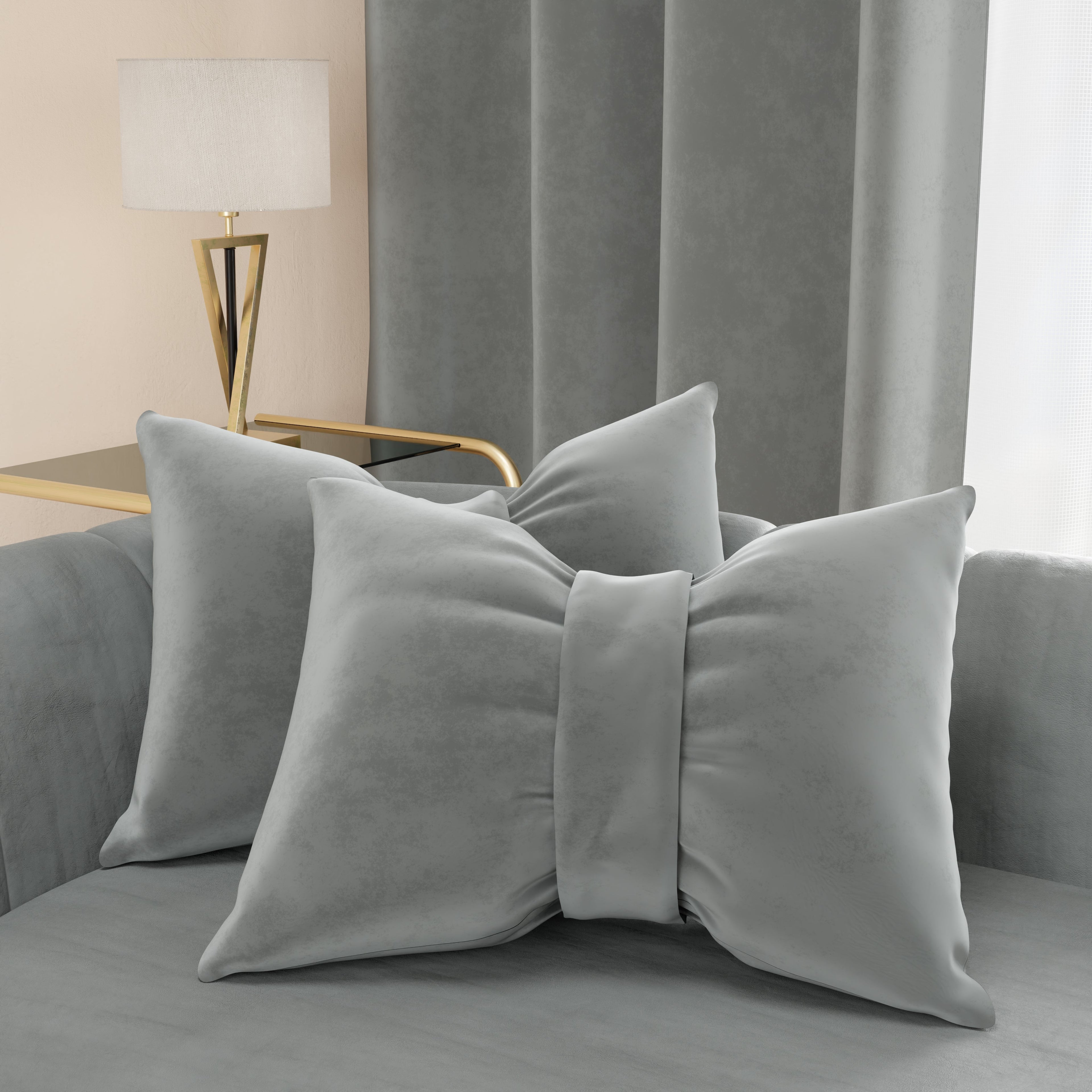 Cuscino Arredo Fiocco in Velluto 40x50 cm, Cuscino divano Grigio Scuro
