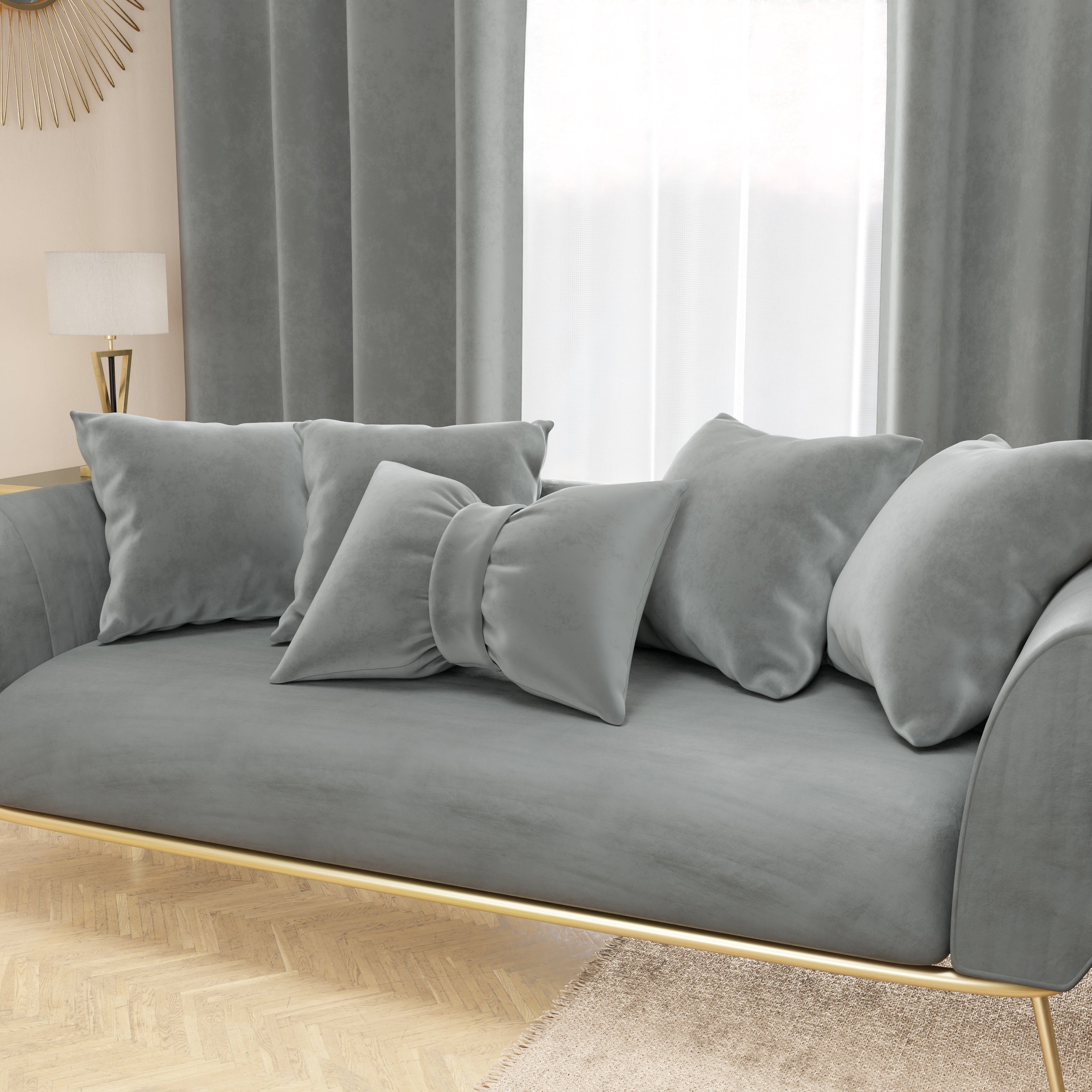 Cuscino Arredo Fiocco in Velluto 40x50 cm, Cuscino divano Grigio Scuro