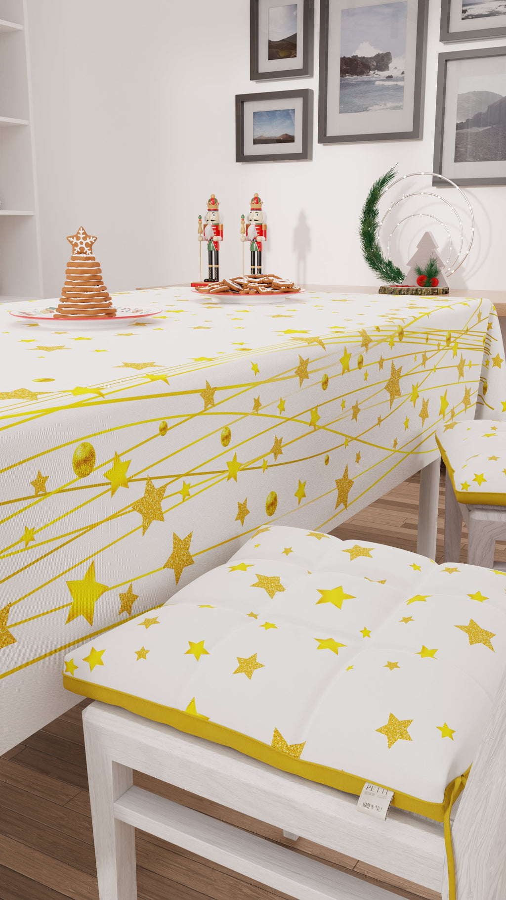 Cuscini per Sedie Natalizi Coprisedia Natalizi 6 Pezzi Gold Stars.