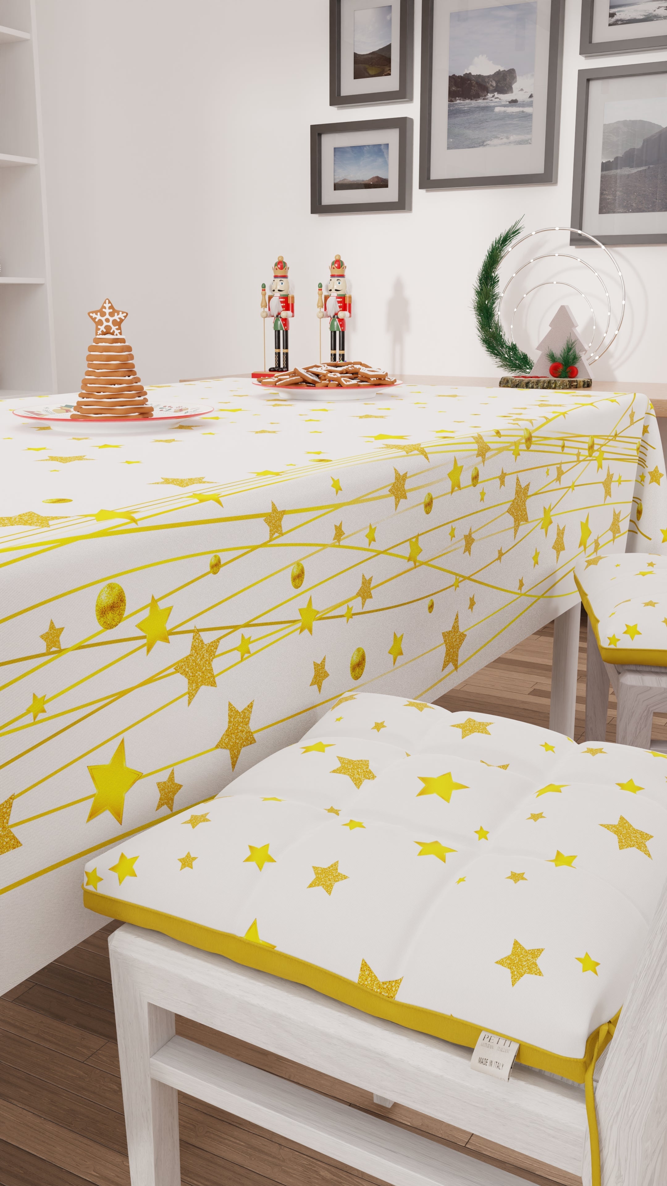 Cuscini per Sedie Natalizi Coprisedia Natalizi 6 Pezzi Gold Stars.