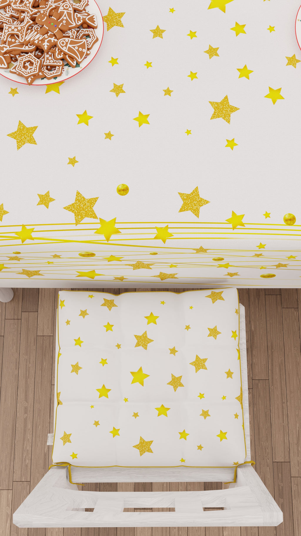 Cuscini per Sedie Natalizi Coprisedia Natalizi 6 Pezzi Gold Stars.