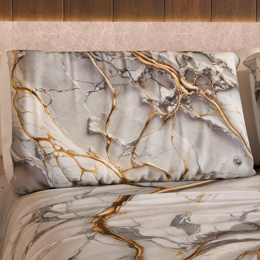 Coppia Federe Cuscino Eleganti Effetto Marmo Grigio Chiaro