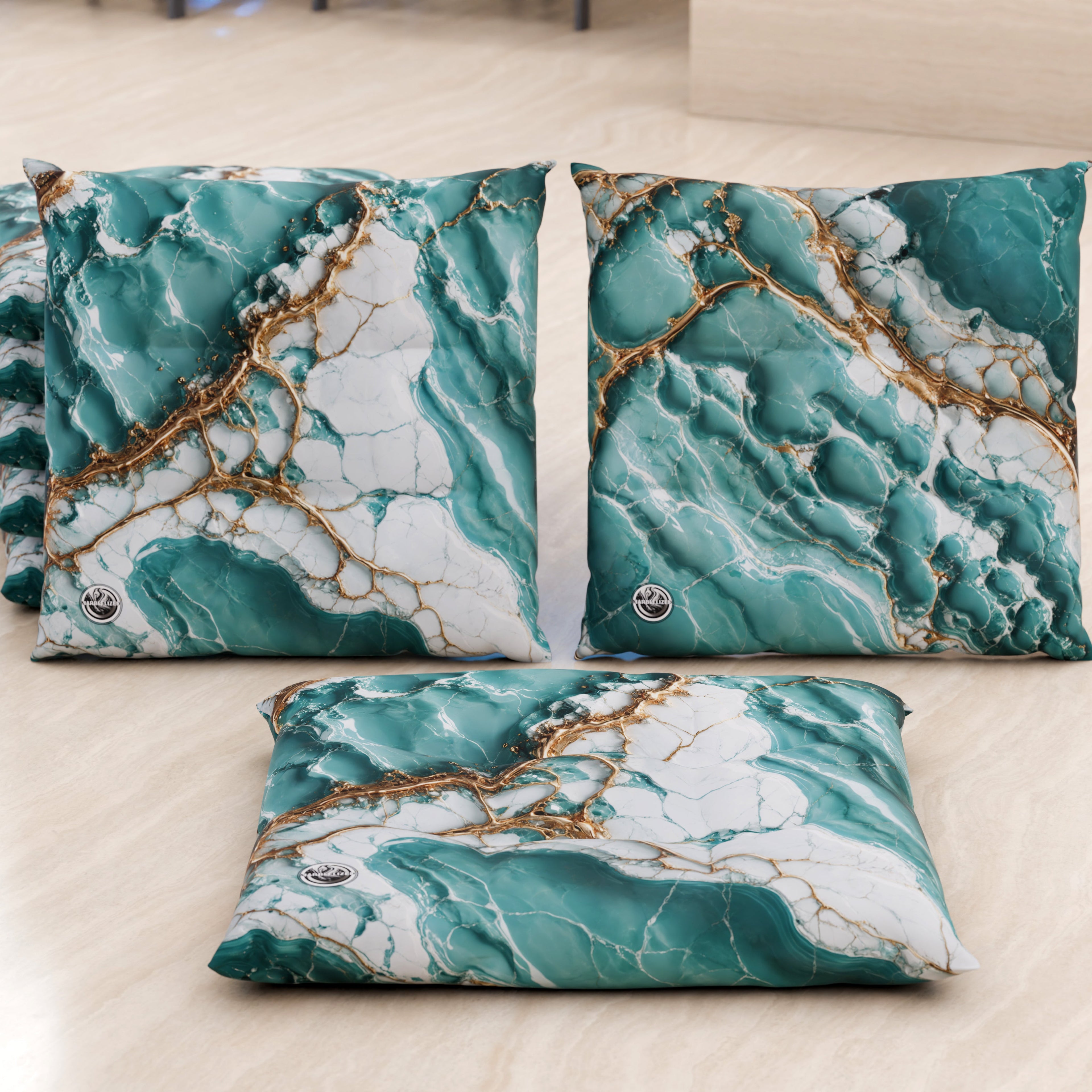 Cuscini per Sedie Cucina Eleganti Effetto Marmo Acquamarina - AQUATIQUE