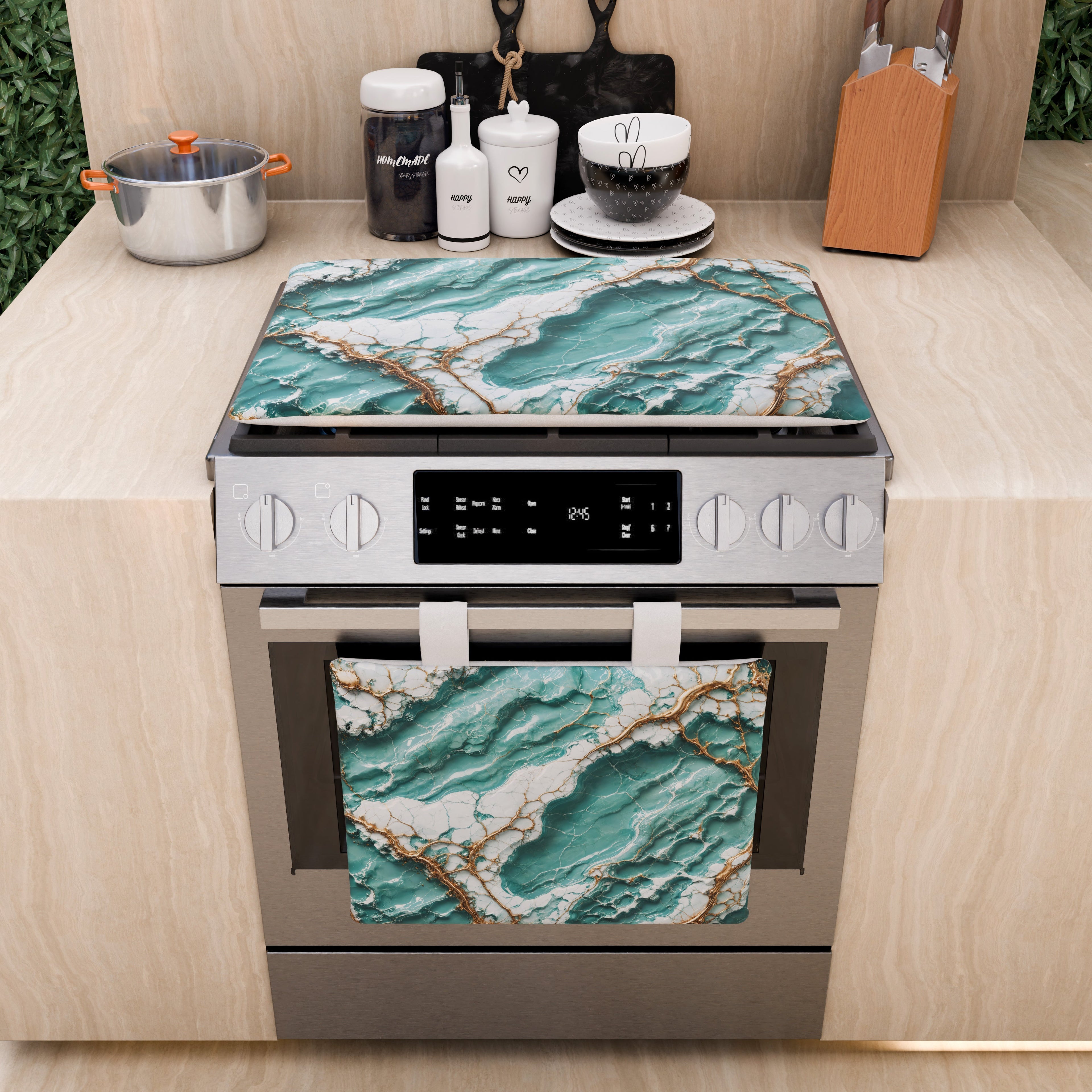 Copriforno Elegante Moderno Effetto Marmo Aquatique