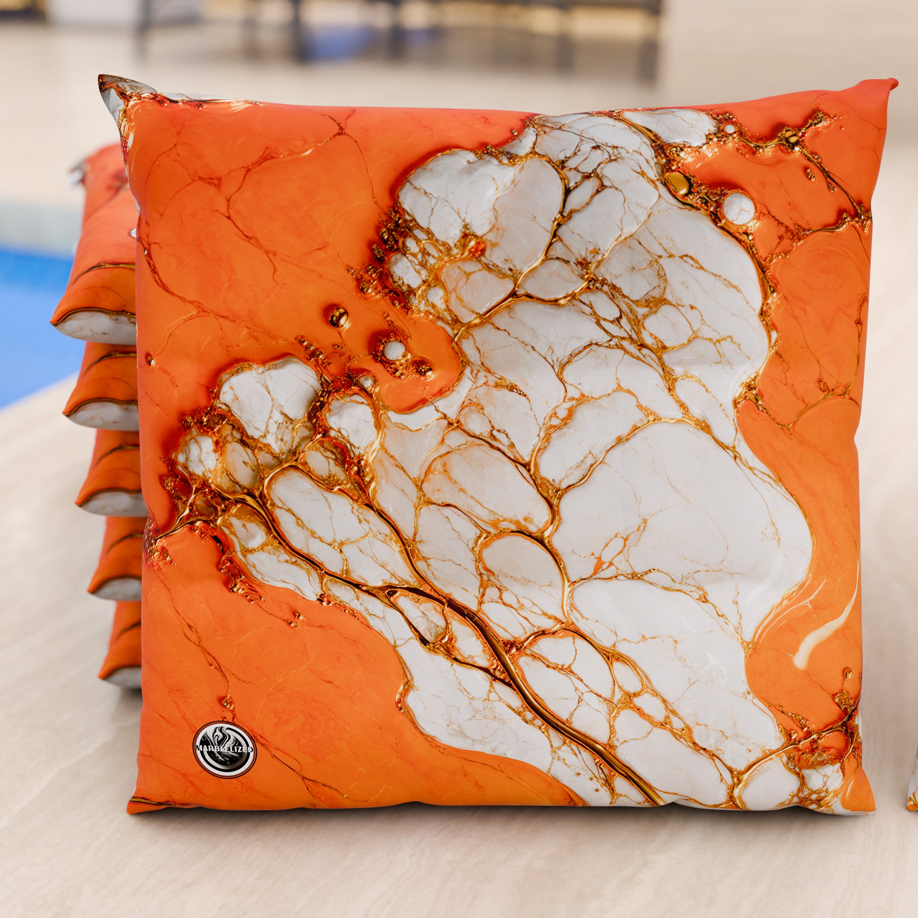 Cuscini per Sedie Cucina Eleganti Effetto Marmo Arancio - AURANGE