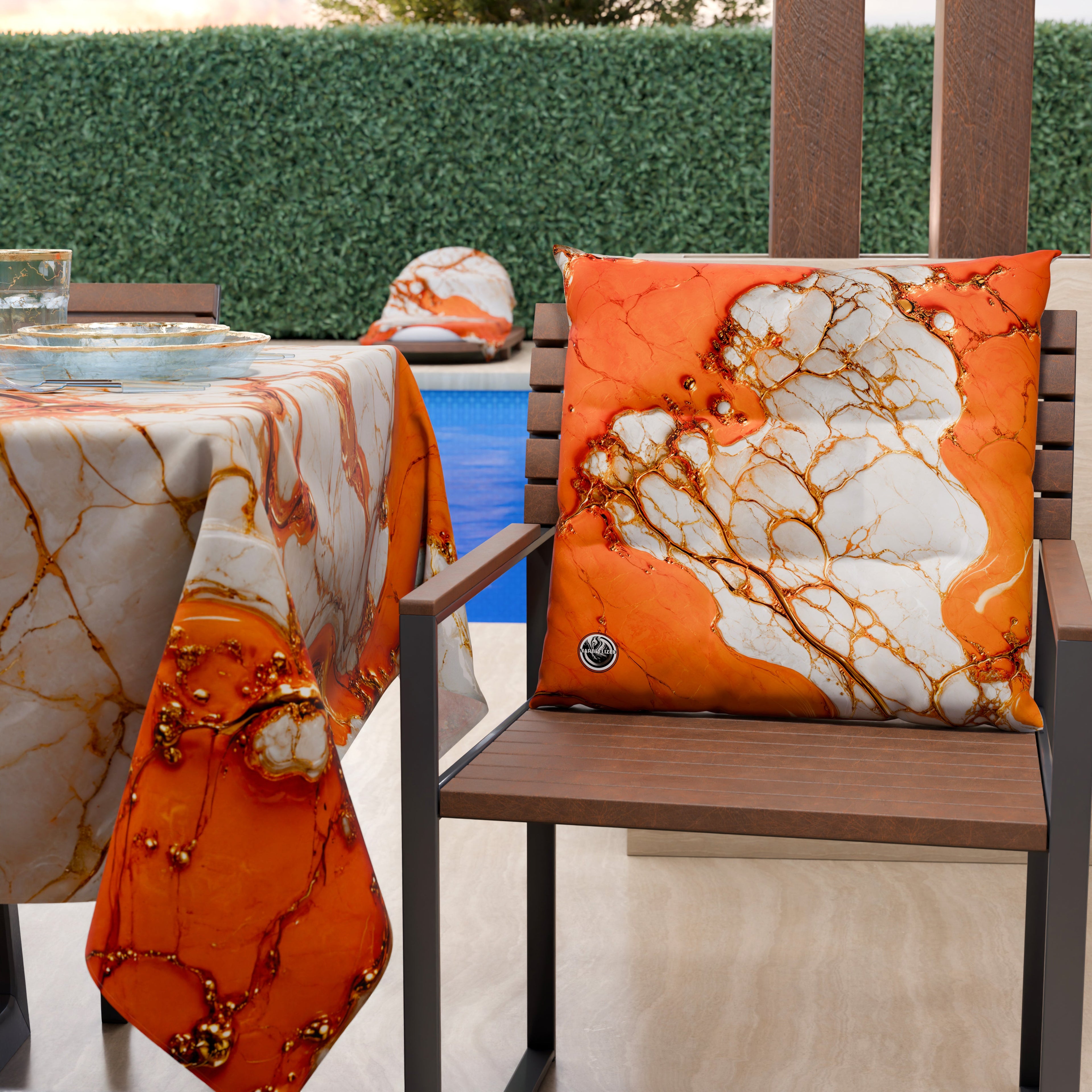 Cuscini per Sedie Cucina Eleganti Effetto Marmo Arancio - AURANGE