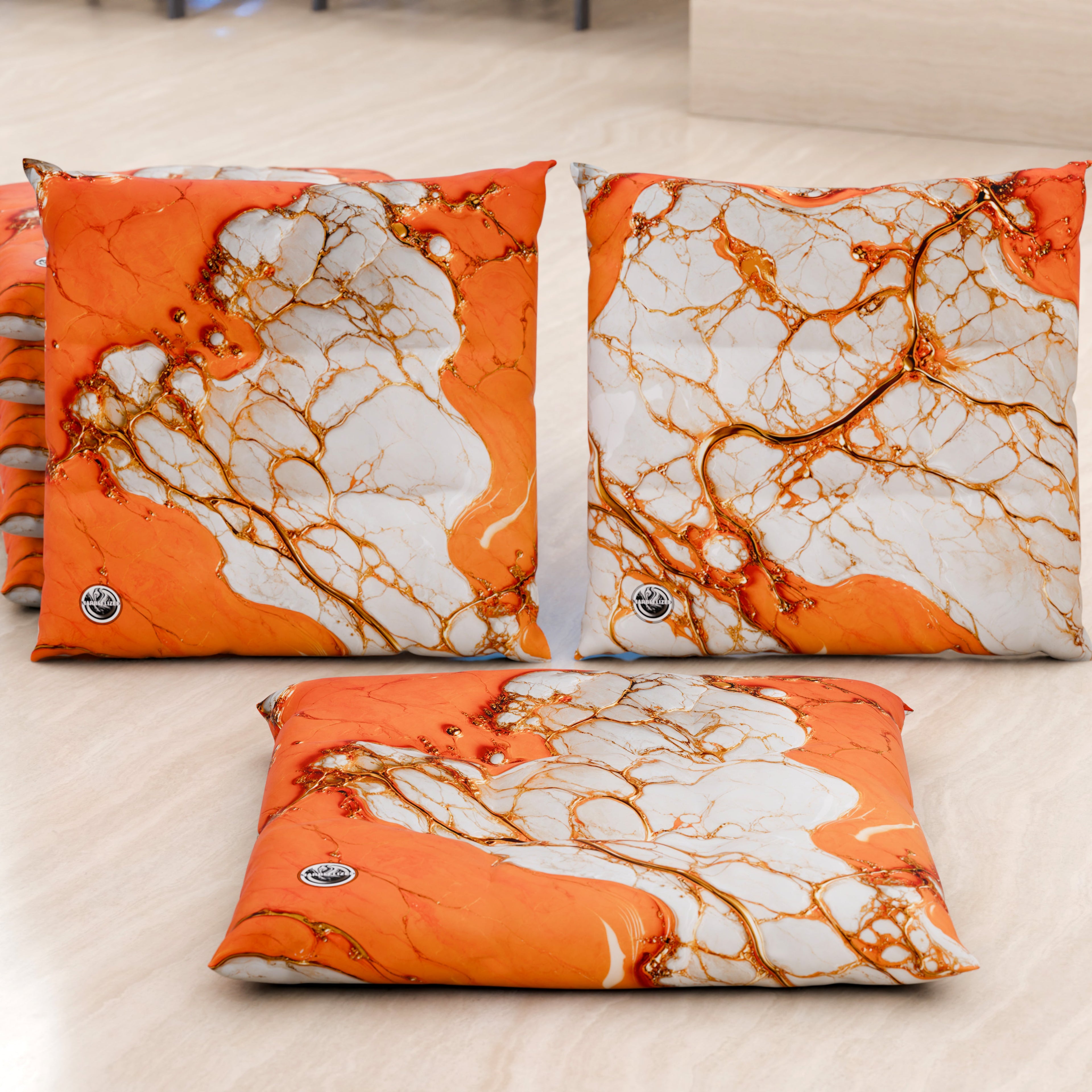 Cuscini per Sedie Cucina Eleganti Effetto Marmo Arancio - AURANGE