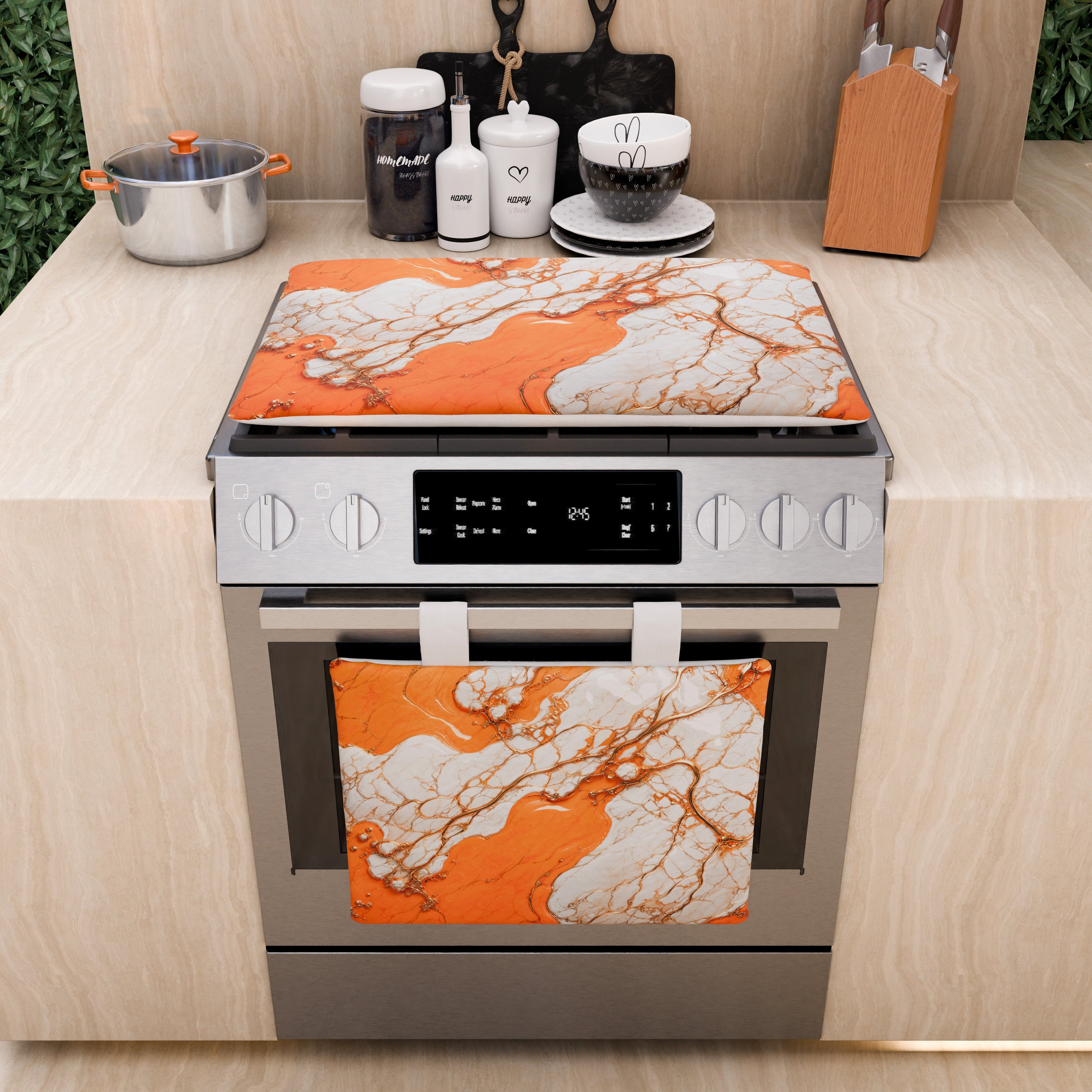 Copriforno Elegante Moderno Effetto Marmo Aurange