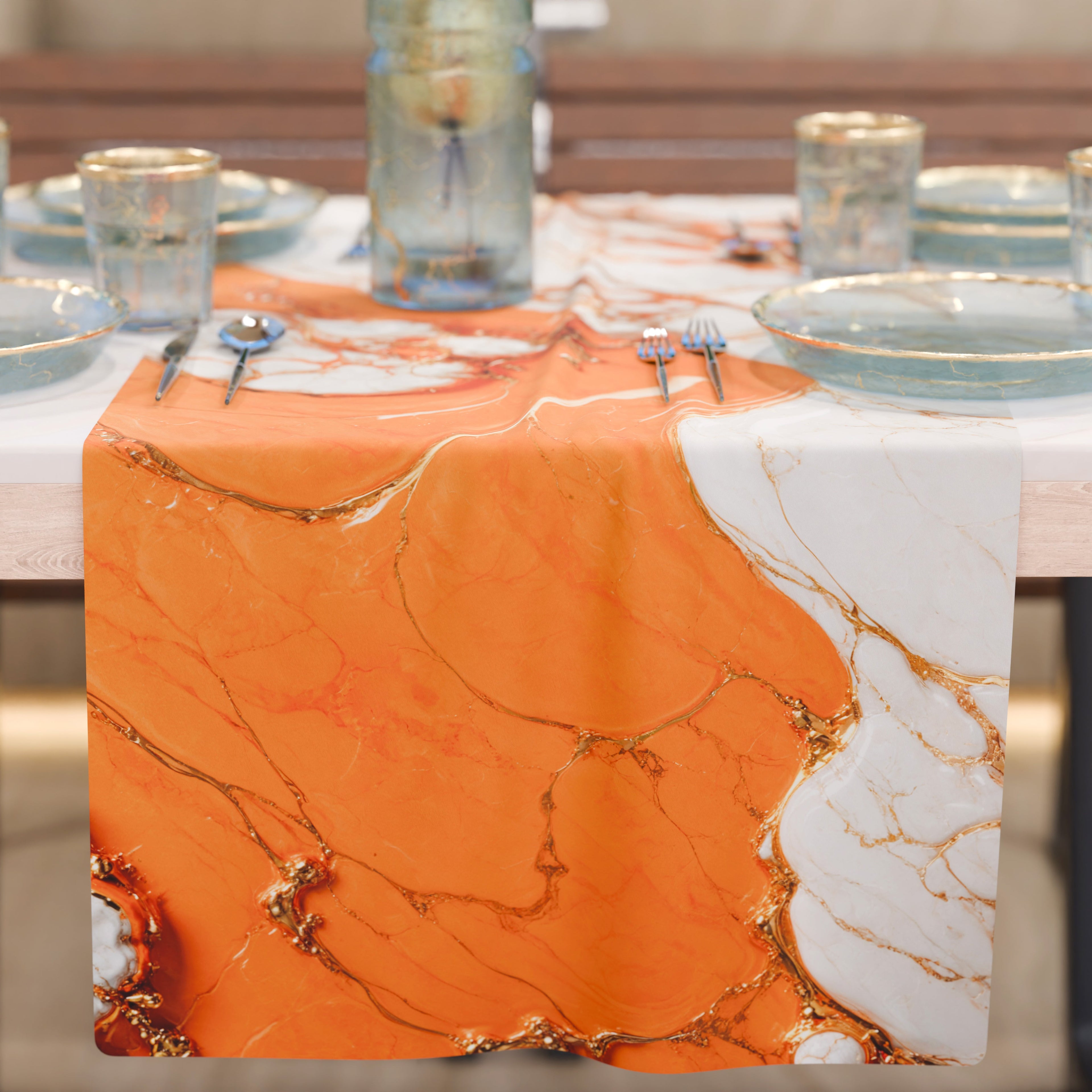 Runner da Tavola Moderno Effetto Marmo Aurange