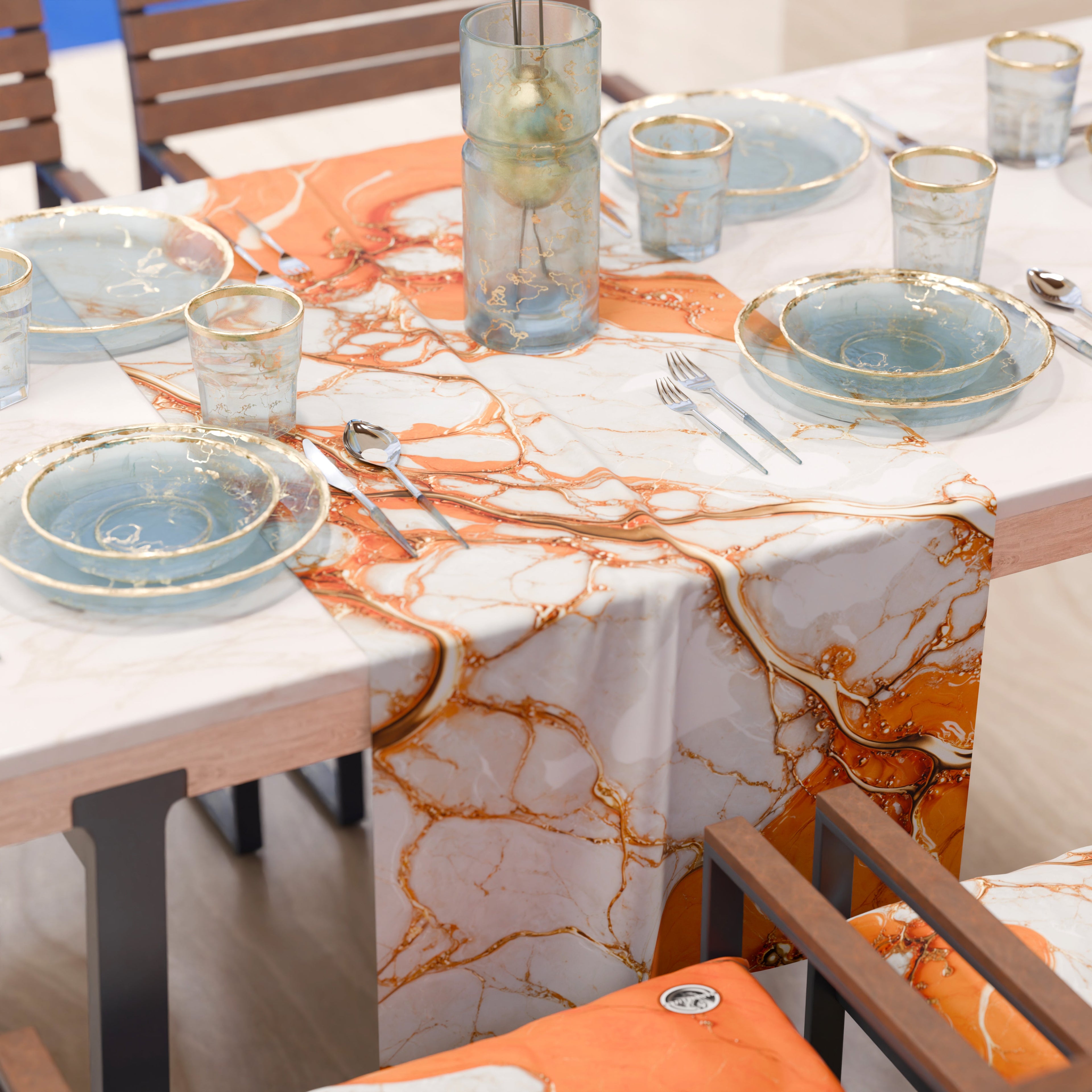 Runner da Tavola Moderno Effetto Marmo Aurange