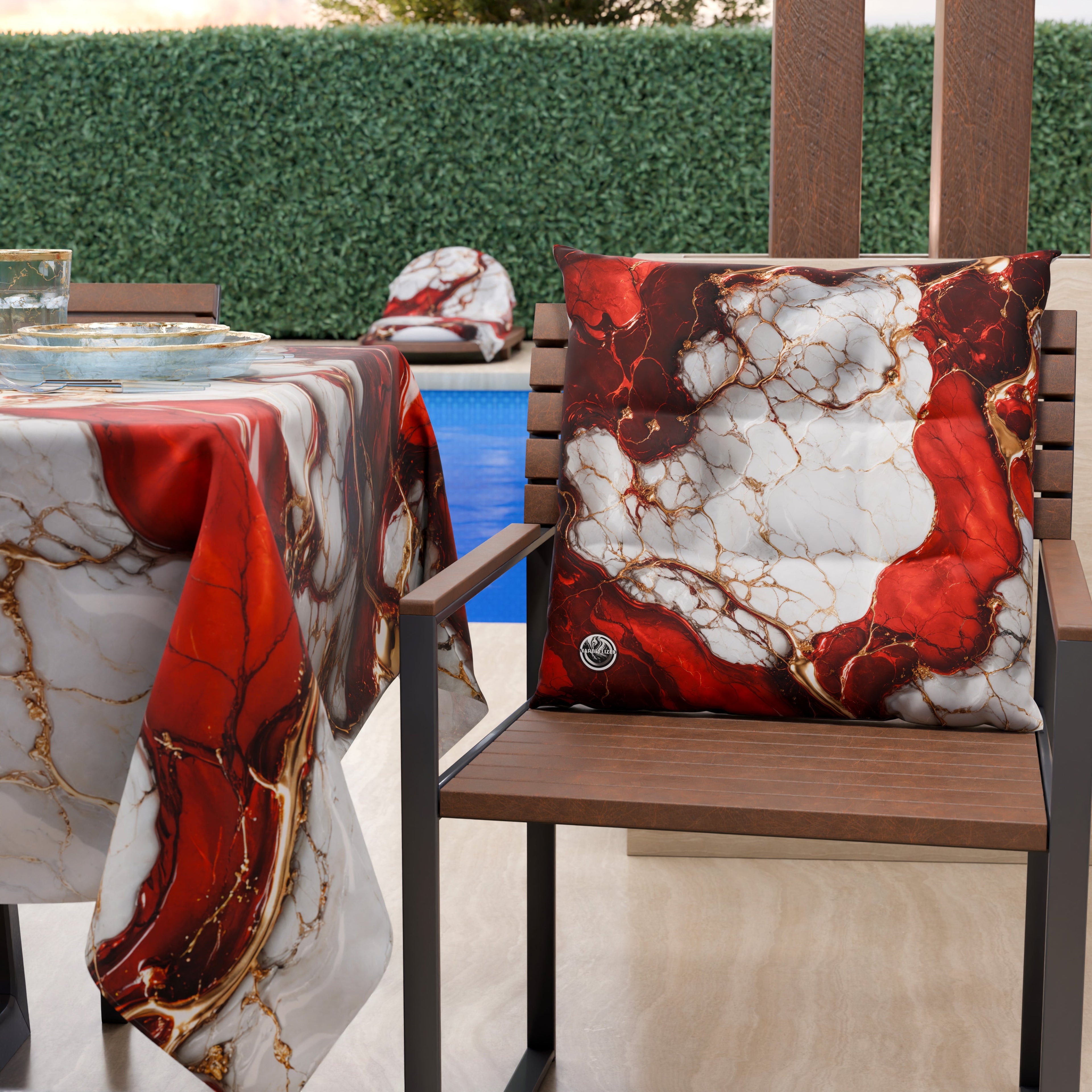 Cuscini per Sedie Cucina Eleganti Effetto Marmo Rosso - BLOODY