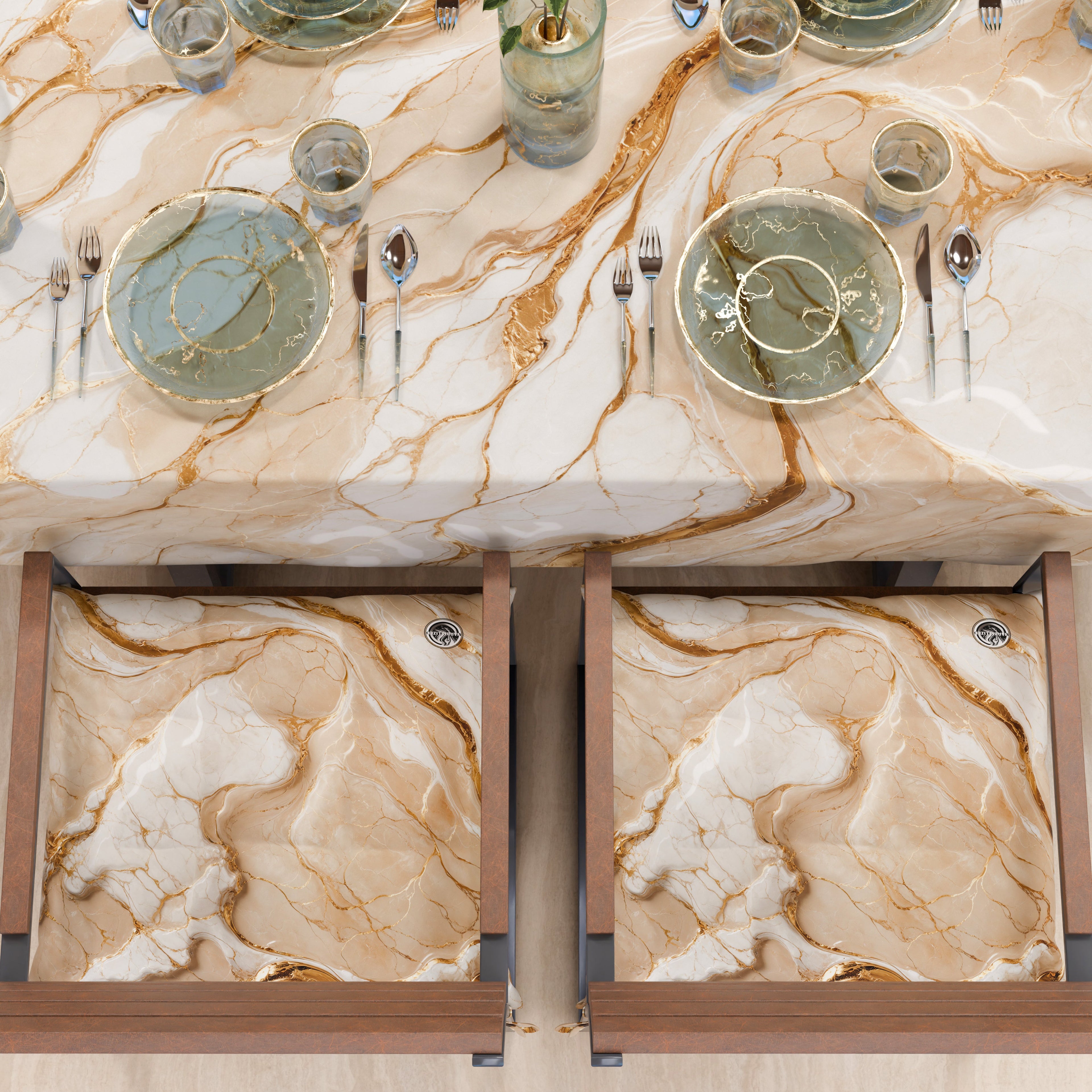Cuscini per Sedie Cucina Eleganti Effetto Marmo Beige - DORACREAM