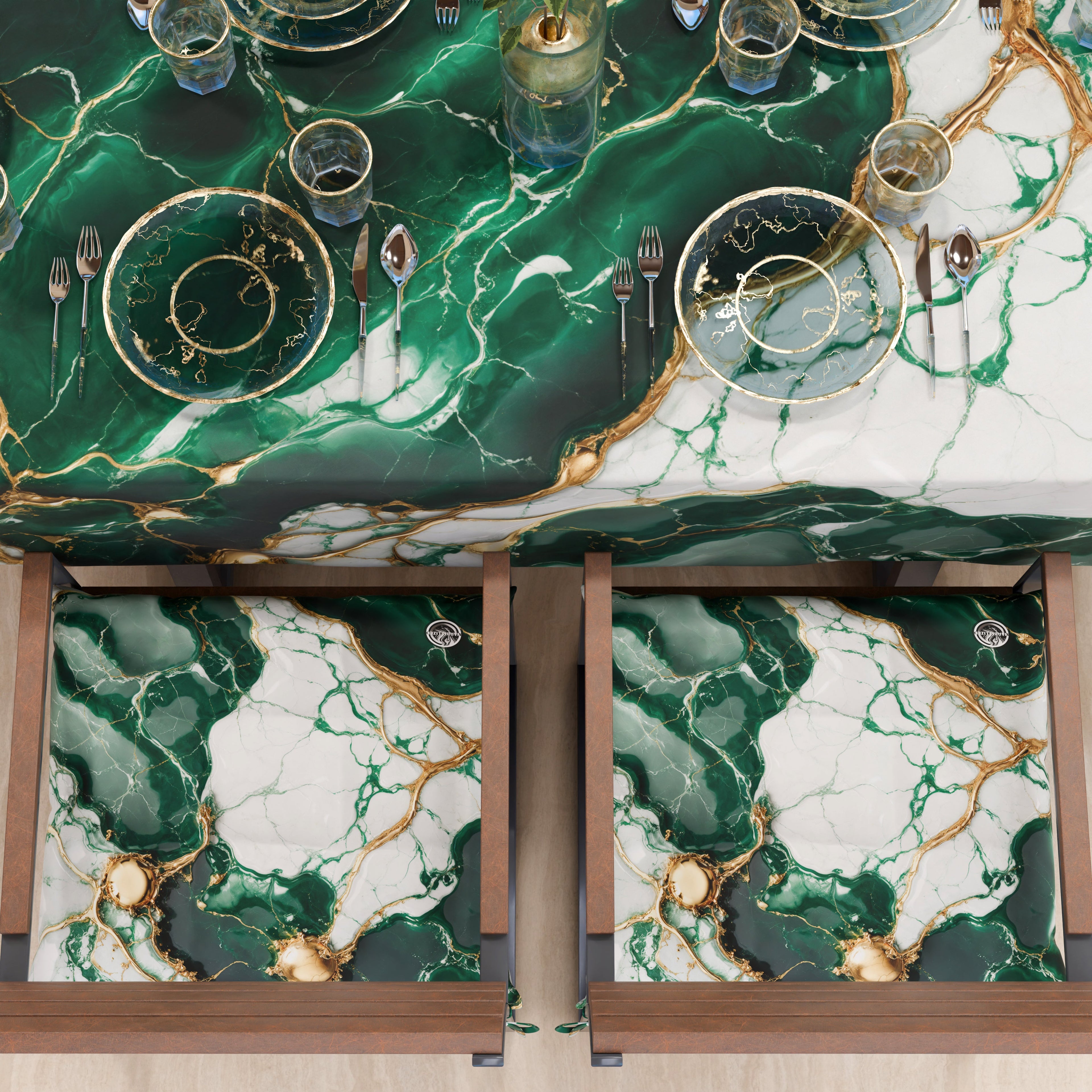 Cuscini per Sedie Cucina Eleganti Effetto Marmo Smeraldo - ESMERAUR
