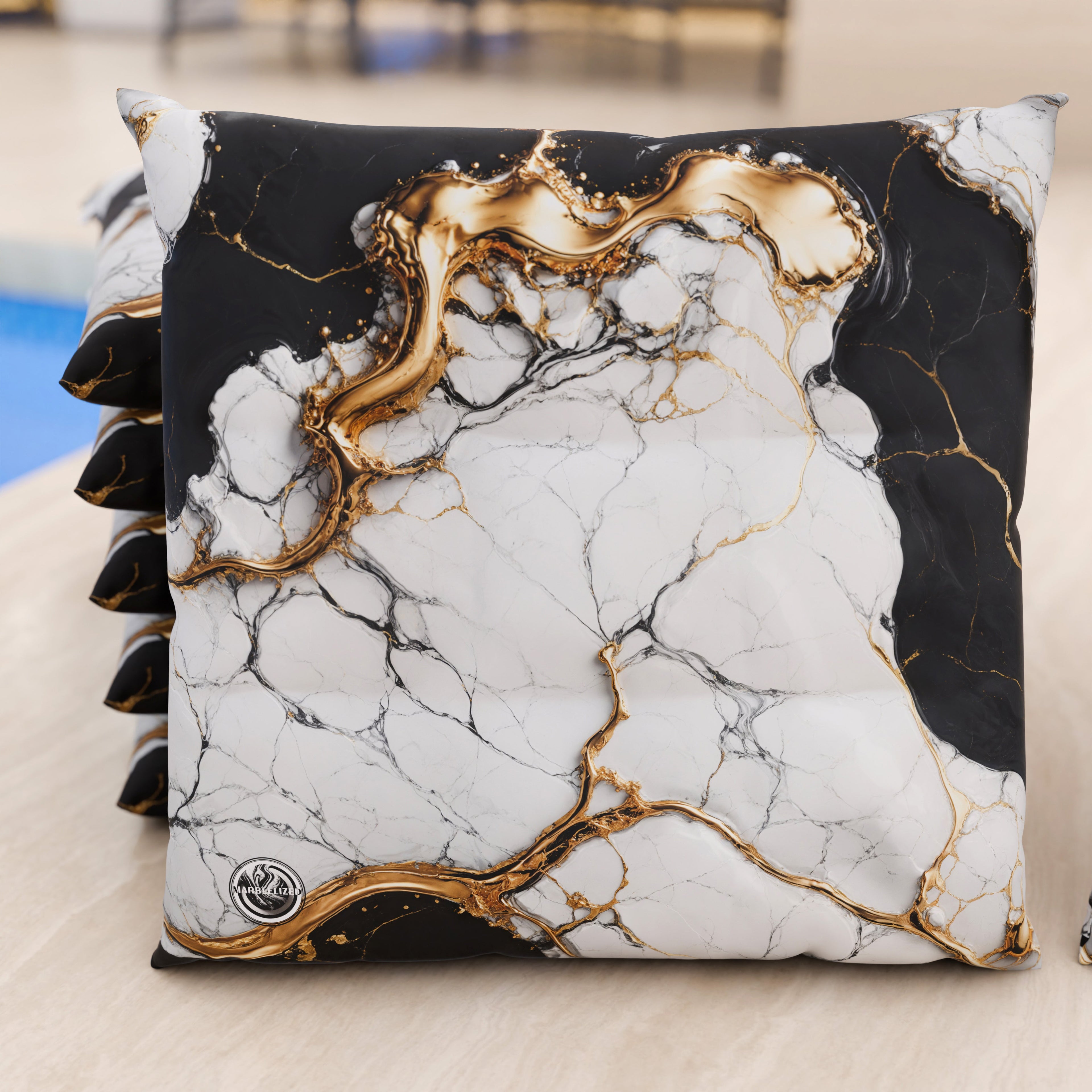 Cuscini per Sedie Cucina Eleganti Effetto Marmo Nero Bianco - GILDENITE