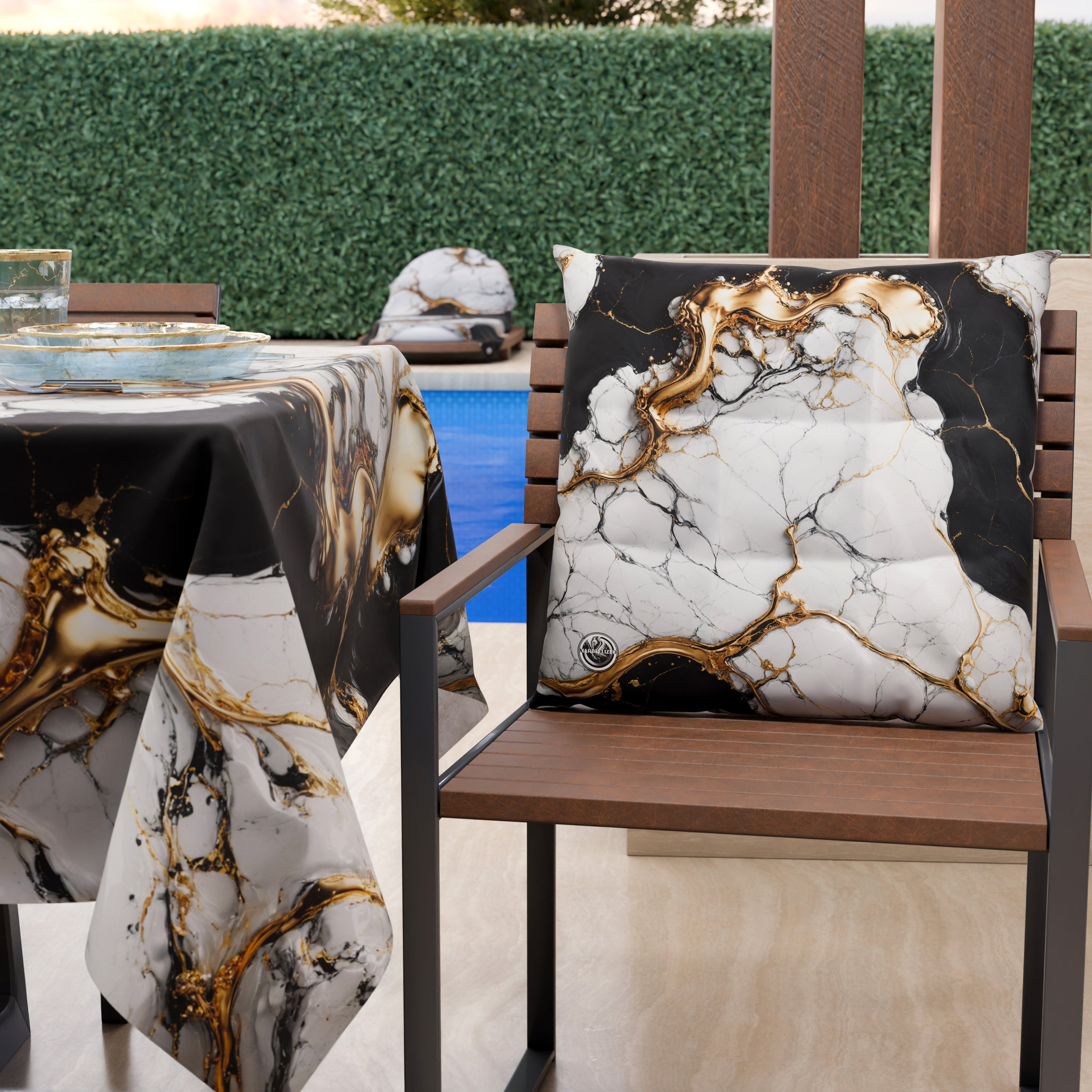 Cuscini per Sedie Cucina Eleganti Effetto Marmo Nero Bianco - GILDENITE