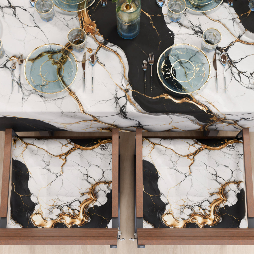 Cuscini per Sedie Cucina Eleganti Effetto Marmo Nero Bianco - GILDENITE
