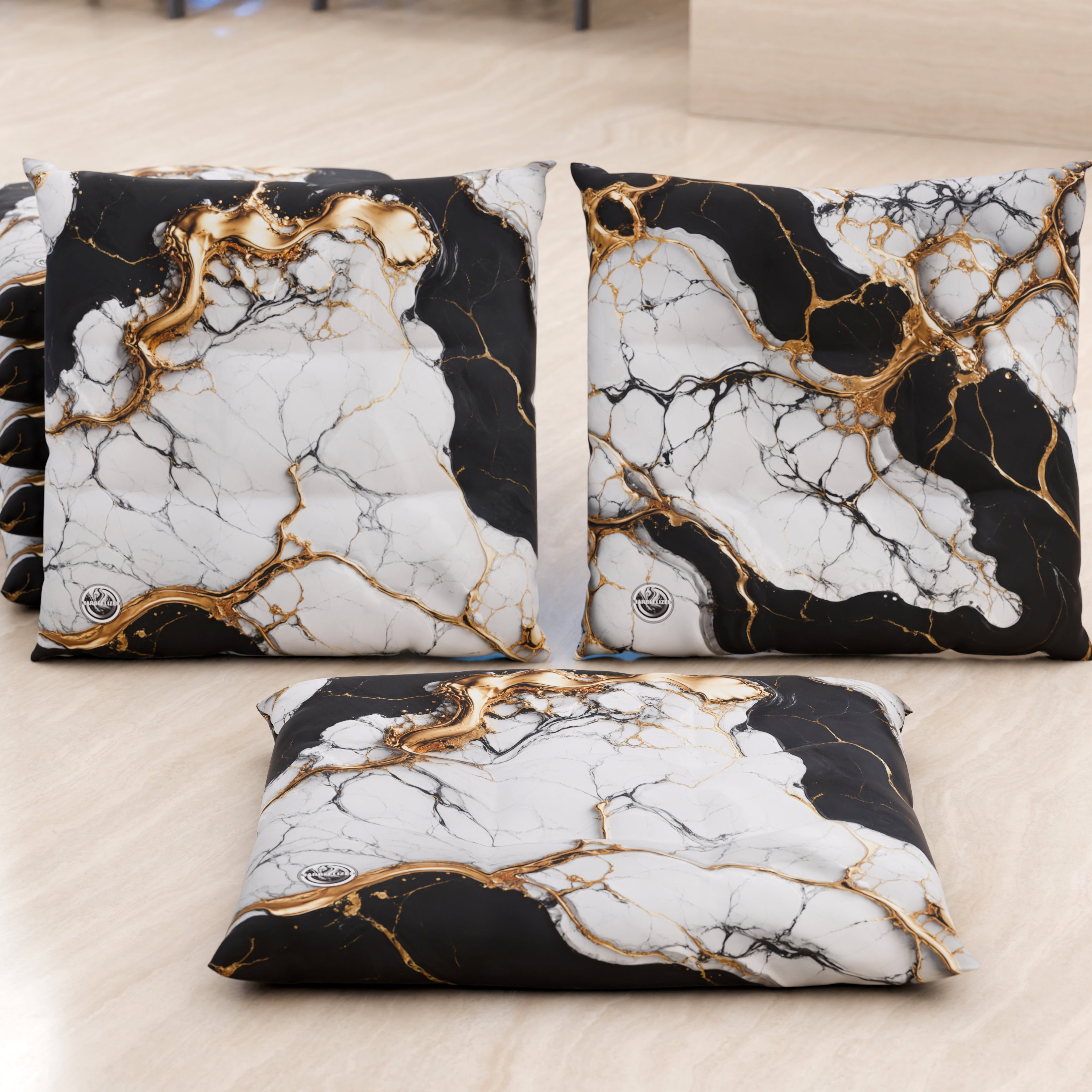 Cuscini per Sedie Cucina Eleganti Effetto Marmo Nero Bianco - GILDENITE