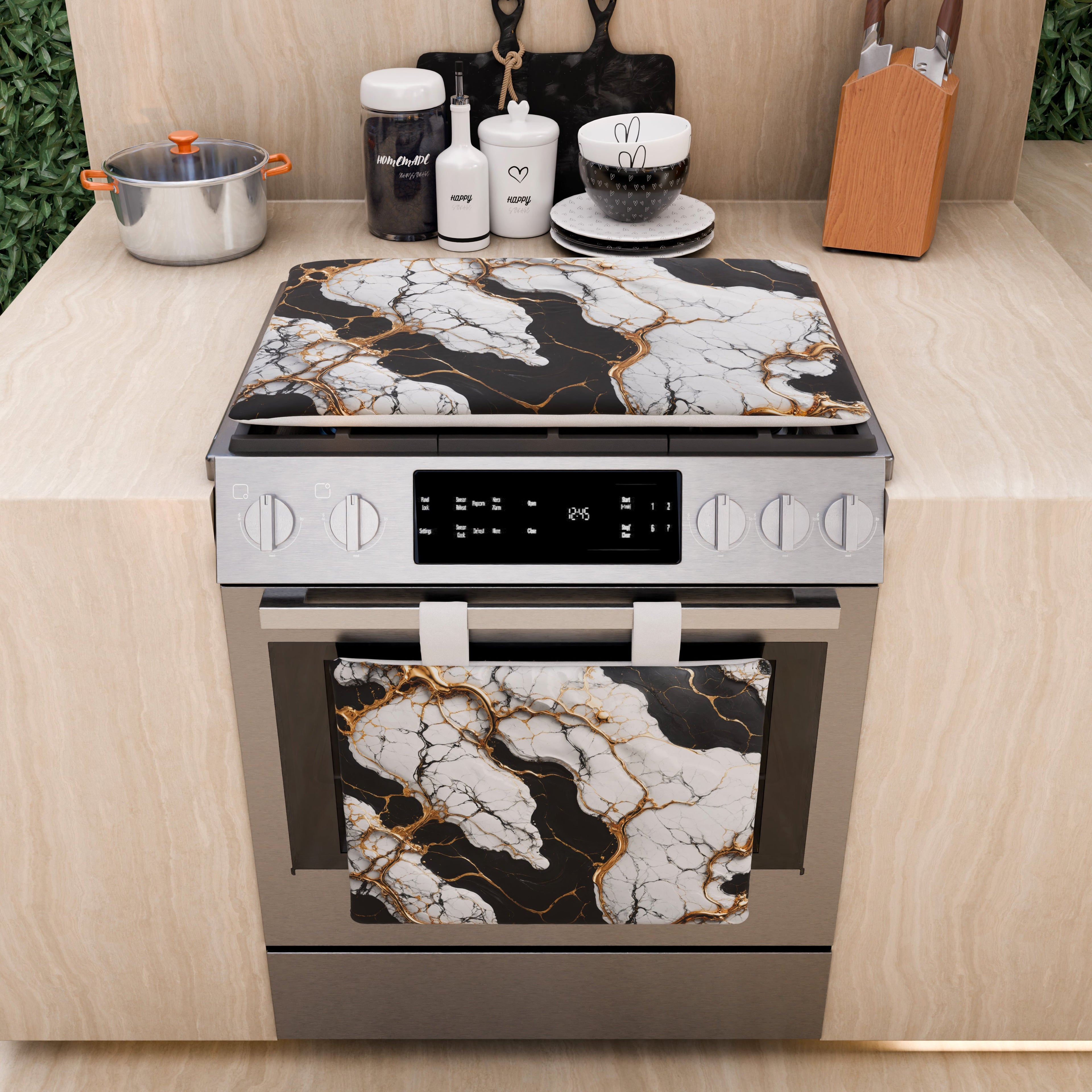 Copriforno Elegante Moderno Effetto Marmo Gildenite