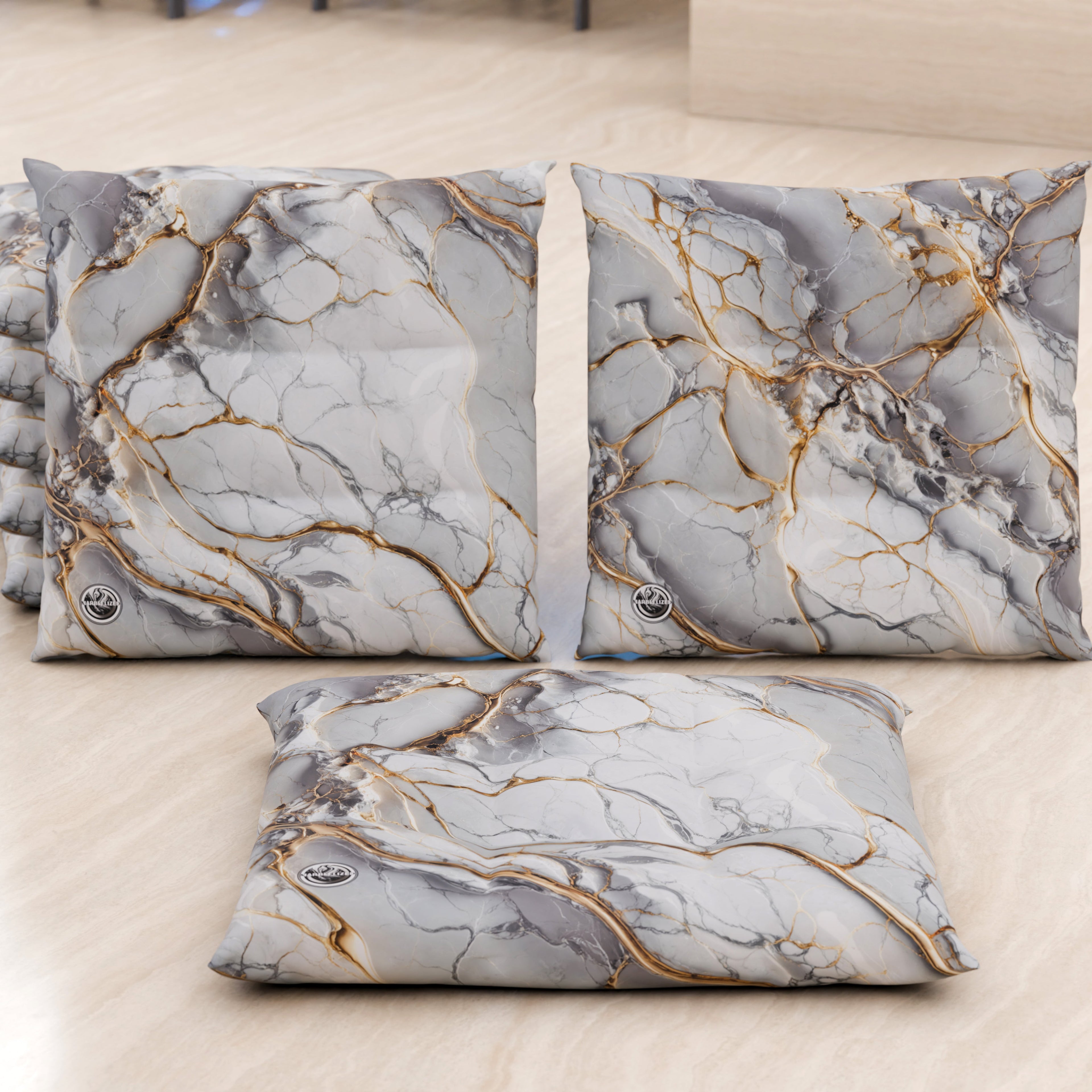 Cuscini per Sedie Cucina Eleganti Effetto Marmo Grigio Chiaro - GRAFYLUX