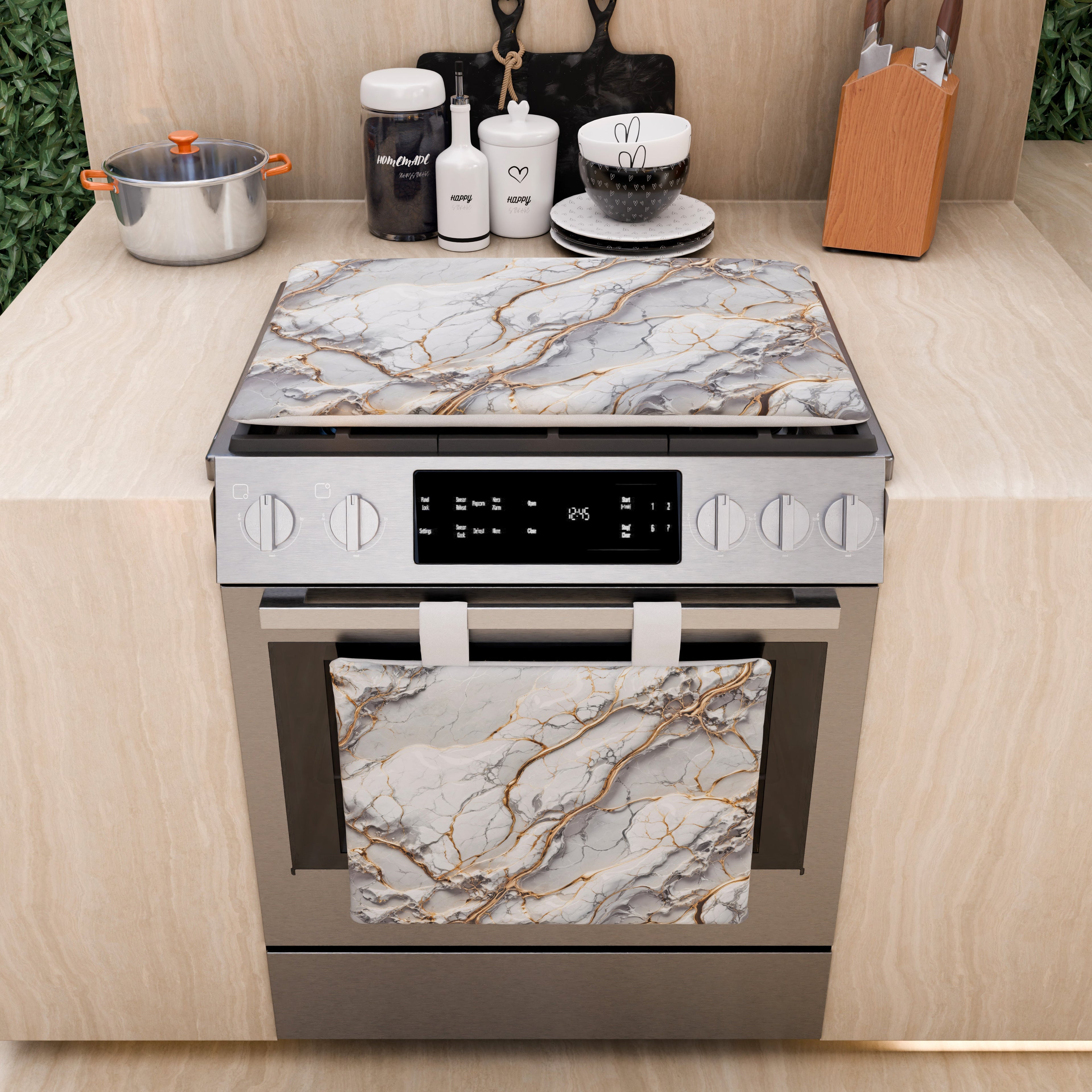 Copriforno Elegante Moderno Effetto Marmo Grafylux