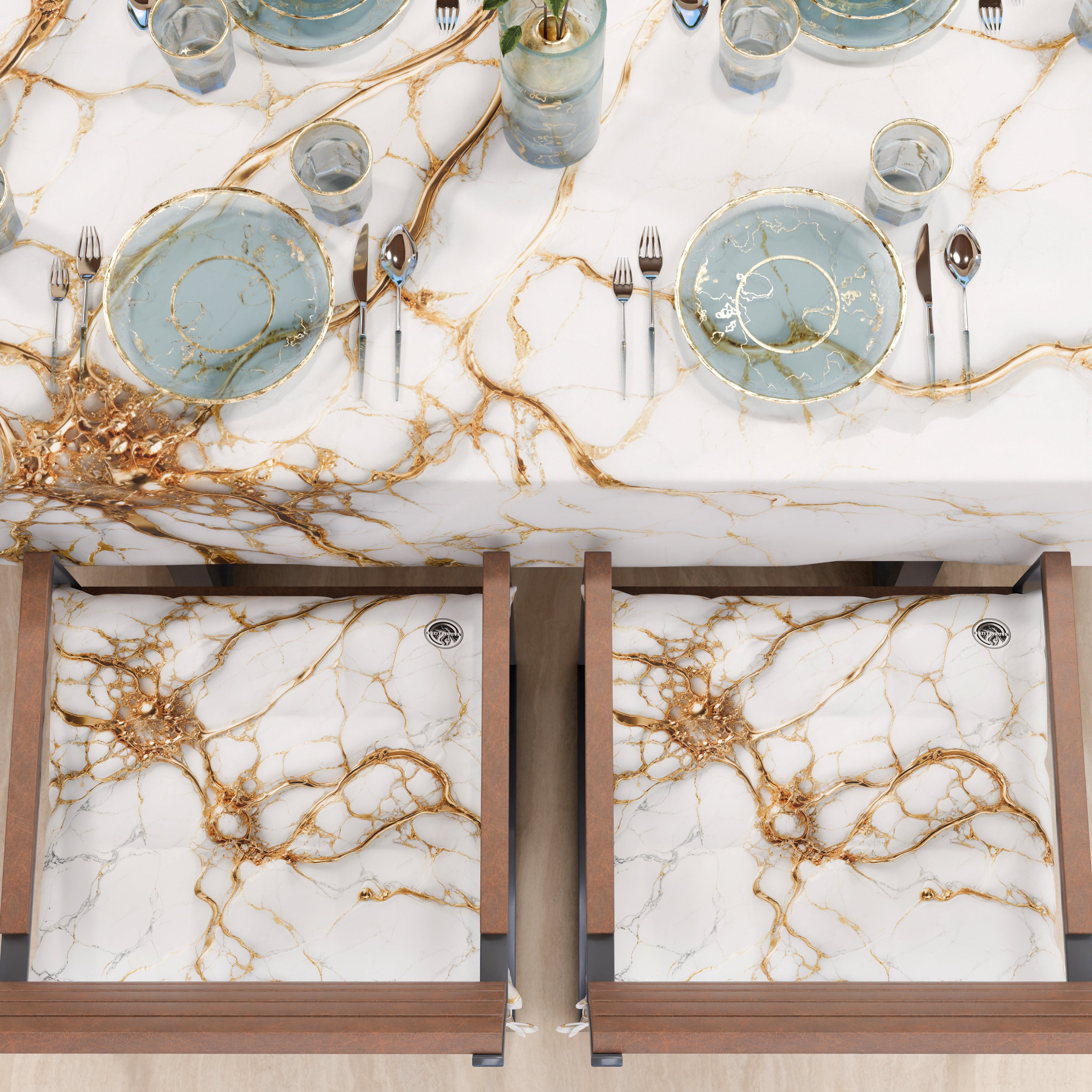 Cuscini per Sedie Cucina Eleganti Effetto Marmo Bianco - MARBLICE