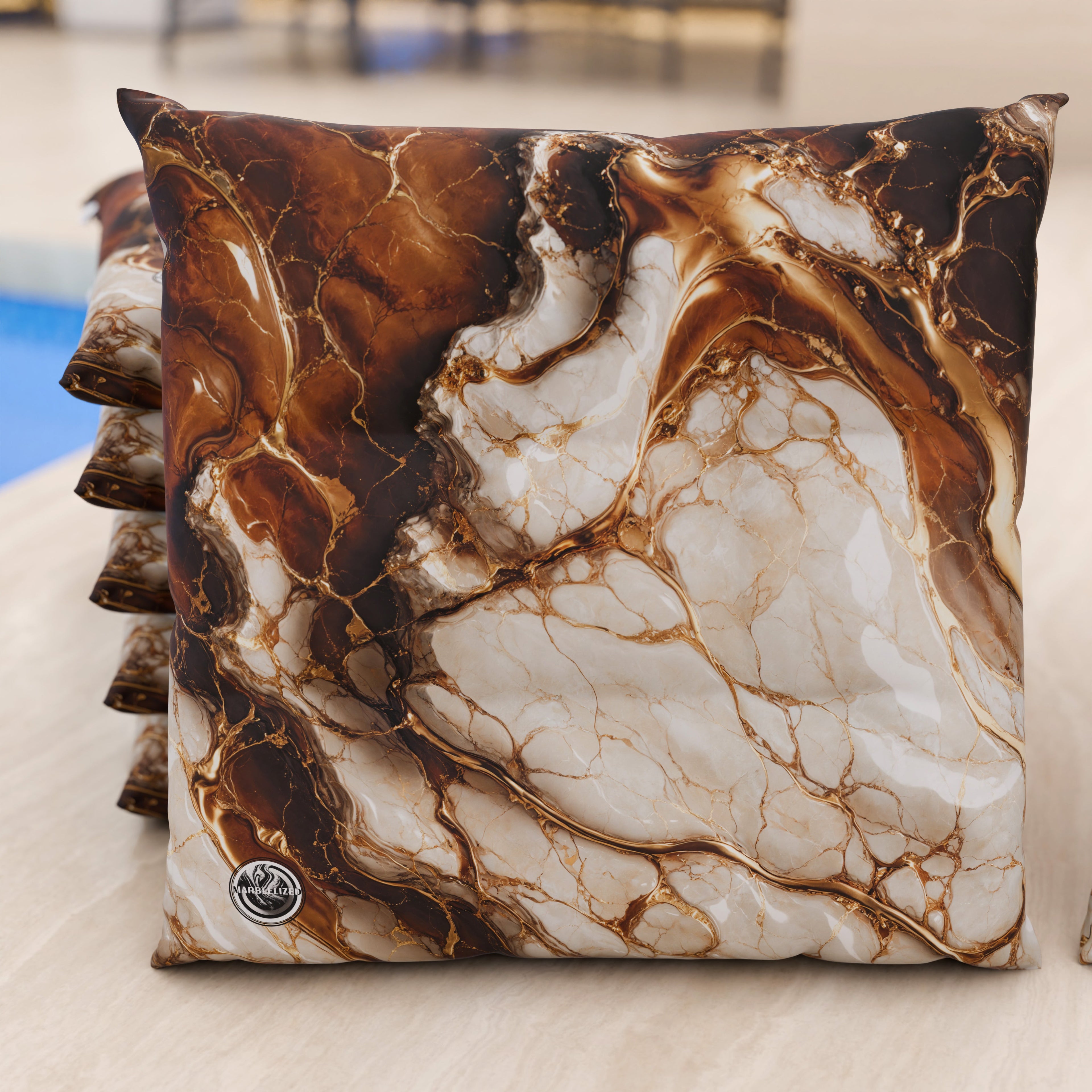 Cuscini per Sedie Cucina Eleganti Effetto Marmo Marrone - MOCHACCINO