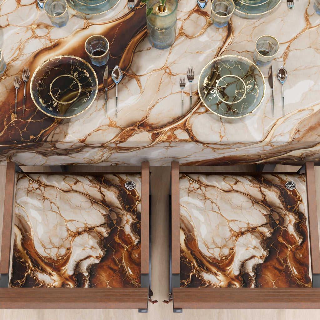Cuscini per Sedie Cucina Eleganti Effetto Marmo Marrone - MOCHACCINO
